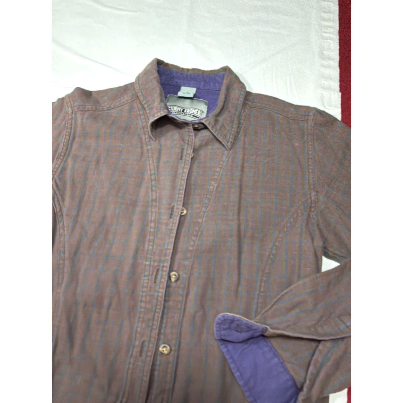 Vintage Stormy Kromer Shirt Plaid Purple Brown Flannel Long Sleeve Button Pockets Womens Size S / US 4 / IT 40 - 6 Thumbnail