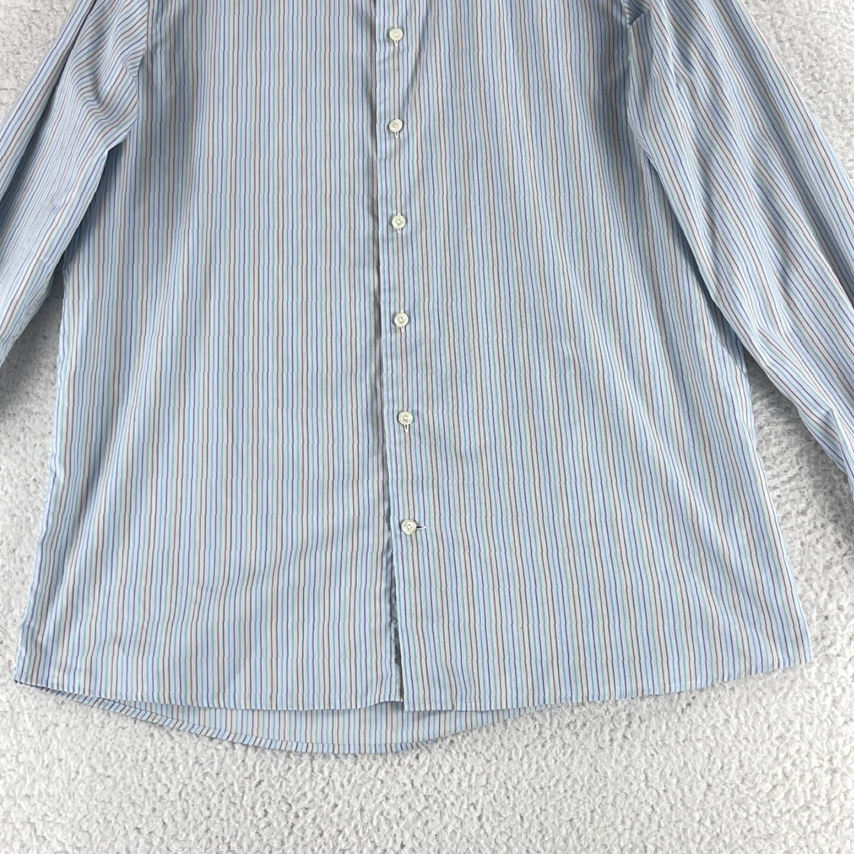 Eton Eton Blue Stripe Contemporary Button-Up Shirt Mens Long Sleeve Cotton XL Size US XL / EU 56 / 4 - 5 Thumbnail