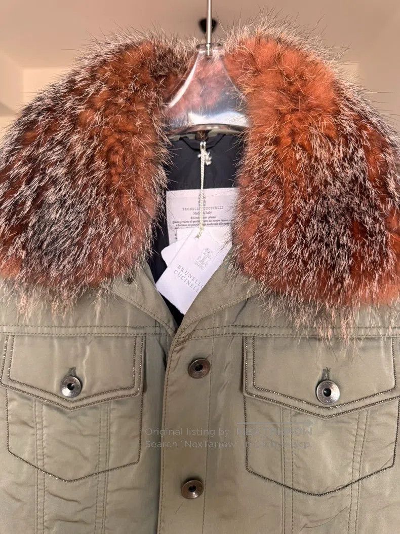 Brunello Cucinelli Brunello Cucinelli Military Green Fur Collar Jacket Size US XS / EU 42 / 0 - 3 Thumbnail