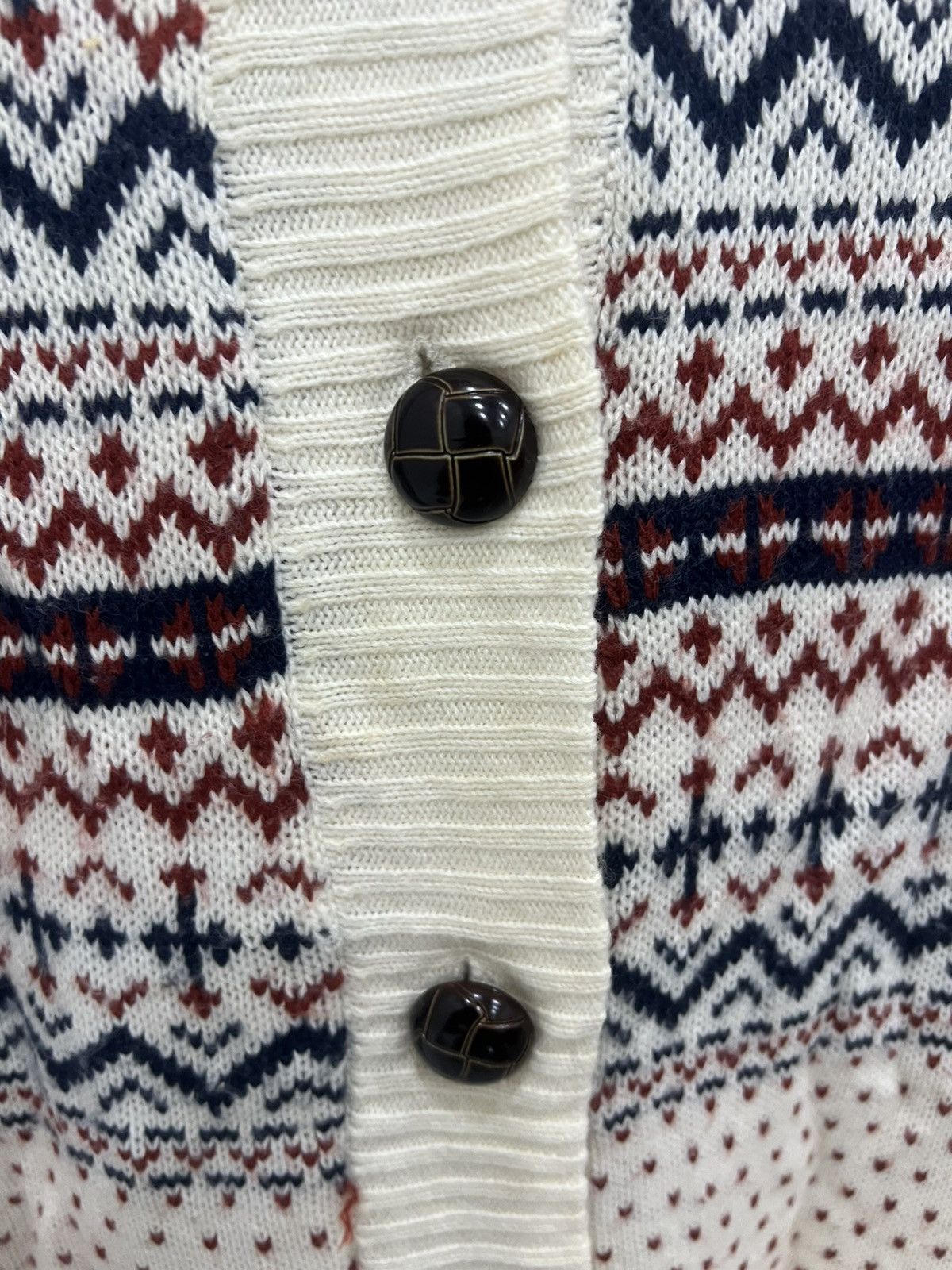 Japanese Brand COLZA Fair Isle Nordic Snowflake Button Up Sweater with Hood Size US M / EU 48-50 / 2 - 6 Thumbnail