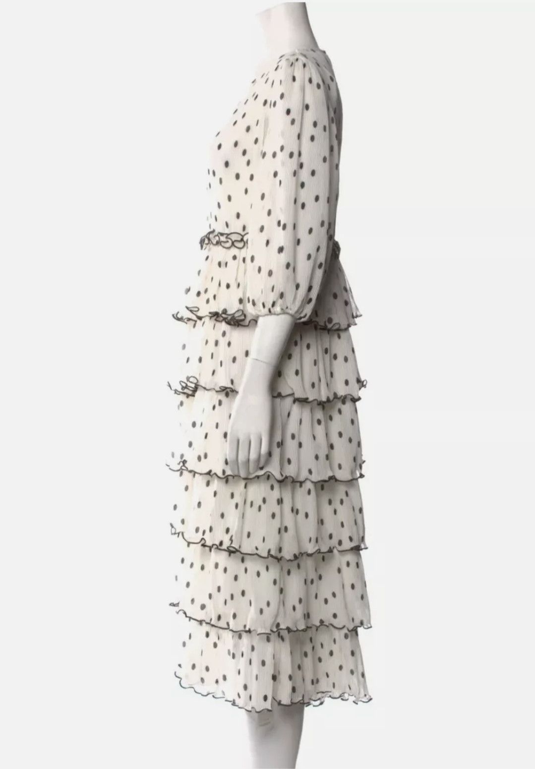 Gianni Valentino GANNI Polka-Dot Lowell Tiered Ruffle Midi Dress Size M / US 6-8 / IT 42-44 - 3 Thumbnail