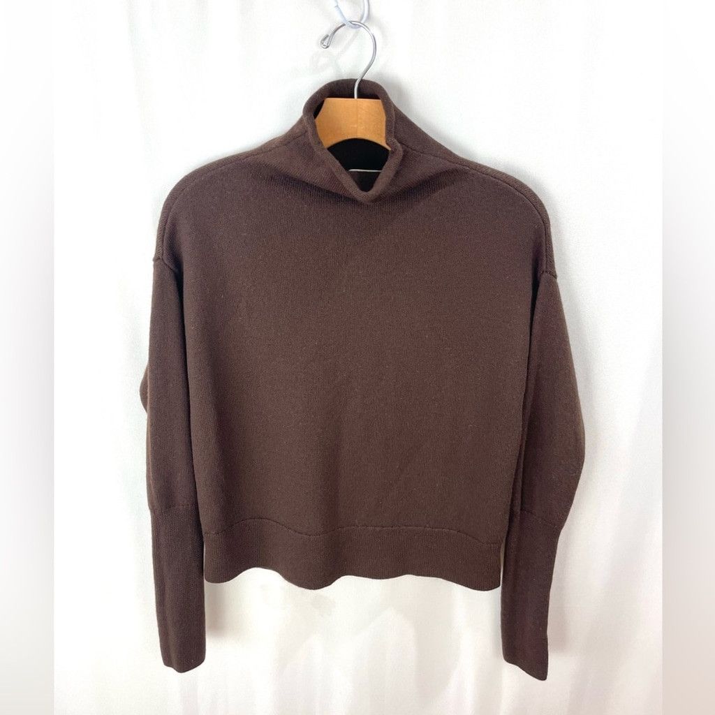 Aritzia Wilfred Cyprie Dark Brown 100% Merino Mock Neck Sweater S Size S / US 4 / IT 40 - 2 Thumbnail