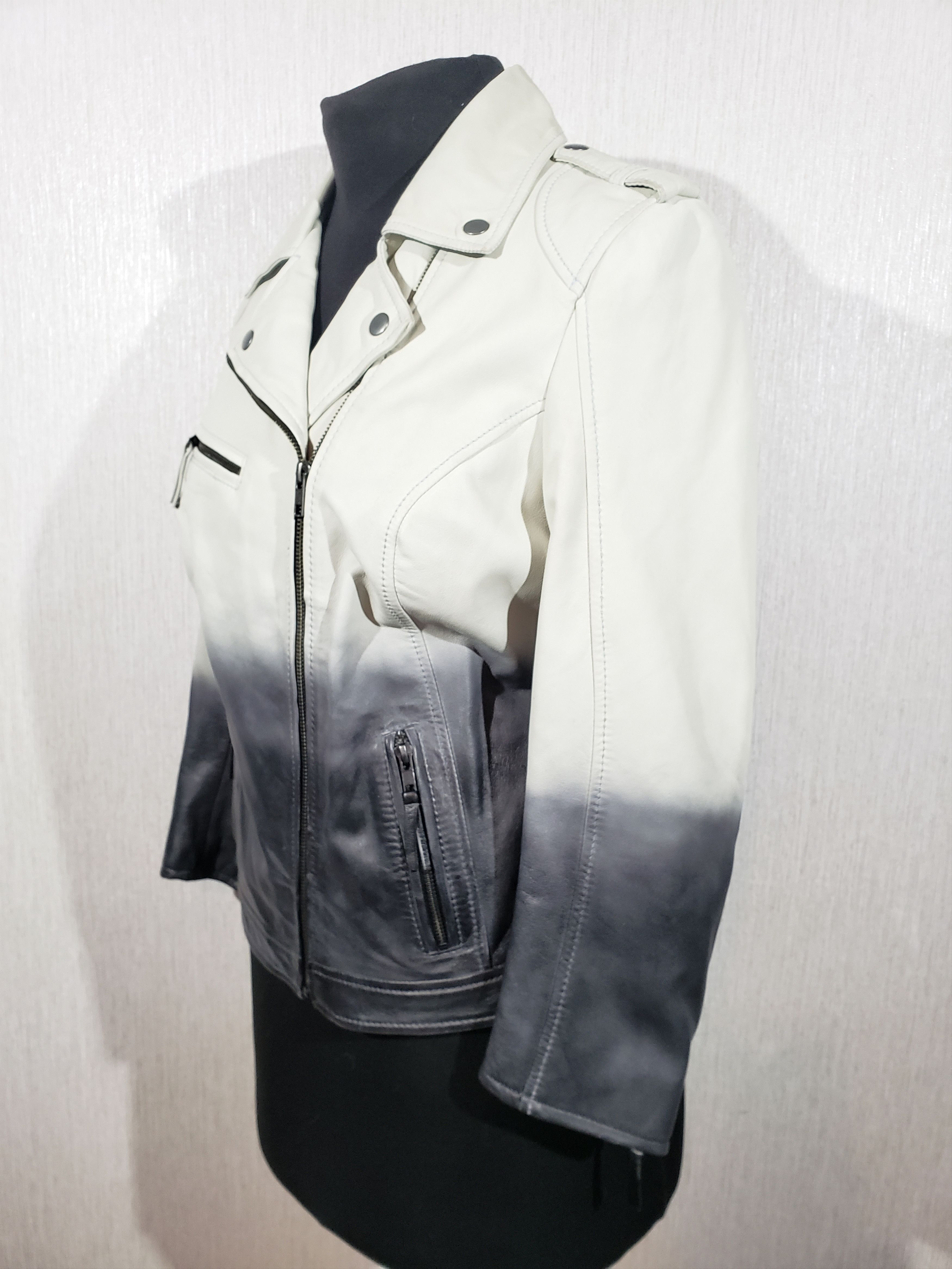 Other Black and white women's biker jacket made of leather. Size M / US 6-8 / IT 42-44 - 2 Thumbnail
