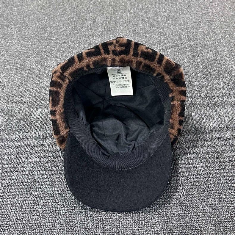 Fendi fendi brown printed newsboy cap-2508 Size ONE SIZE - 3 Thumbnail