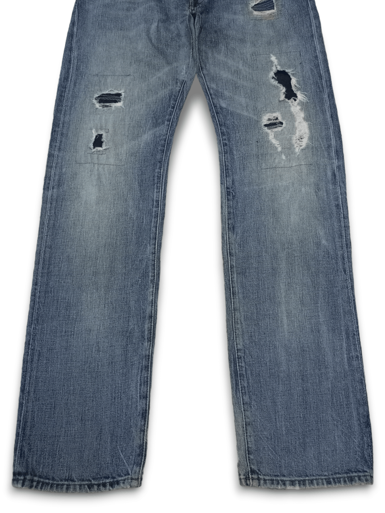 Tommy Hilfiger Vintage Tommy Hilfiger Blue Wash Ripped Patched Jeans 37x33 Size US 37 - 6 Thumbnail