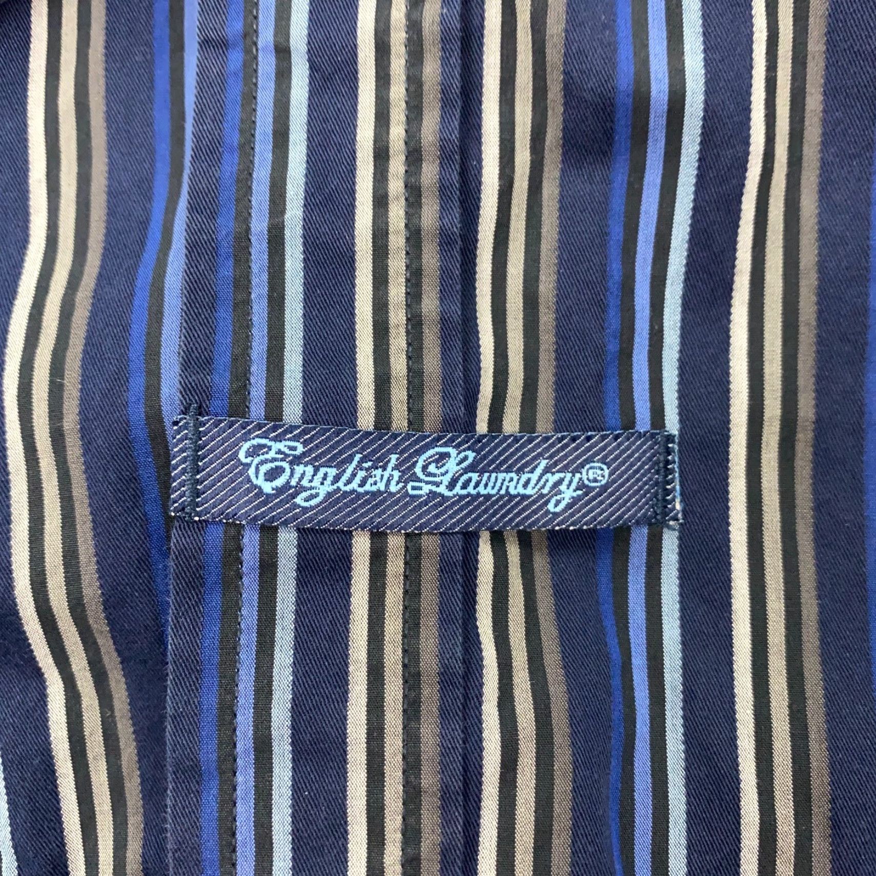 English Laundry English Laundry Classic Collection Shirt Mens Size 15 1/2 Blue Striped Flip Cuff Size US M / EU 48-50 / 2 - 4 Thumbnail