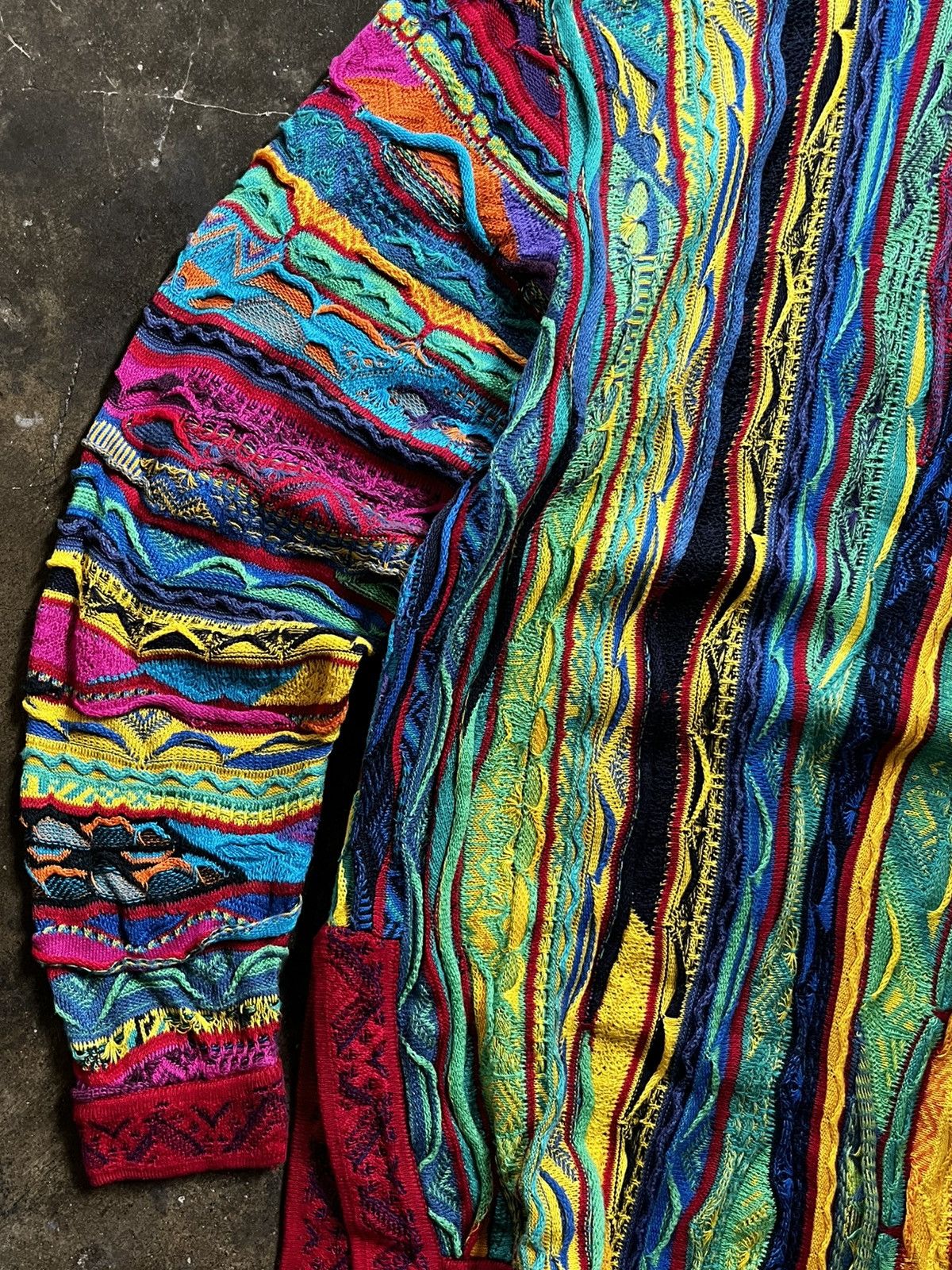 Coogi 1990s Rare Coogi Australia 3D Rainbow Pattern Knitted Jacket Size US L / EU 52-54 / 3 - 4 Thumbnail