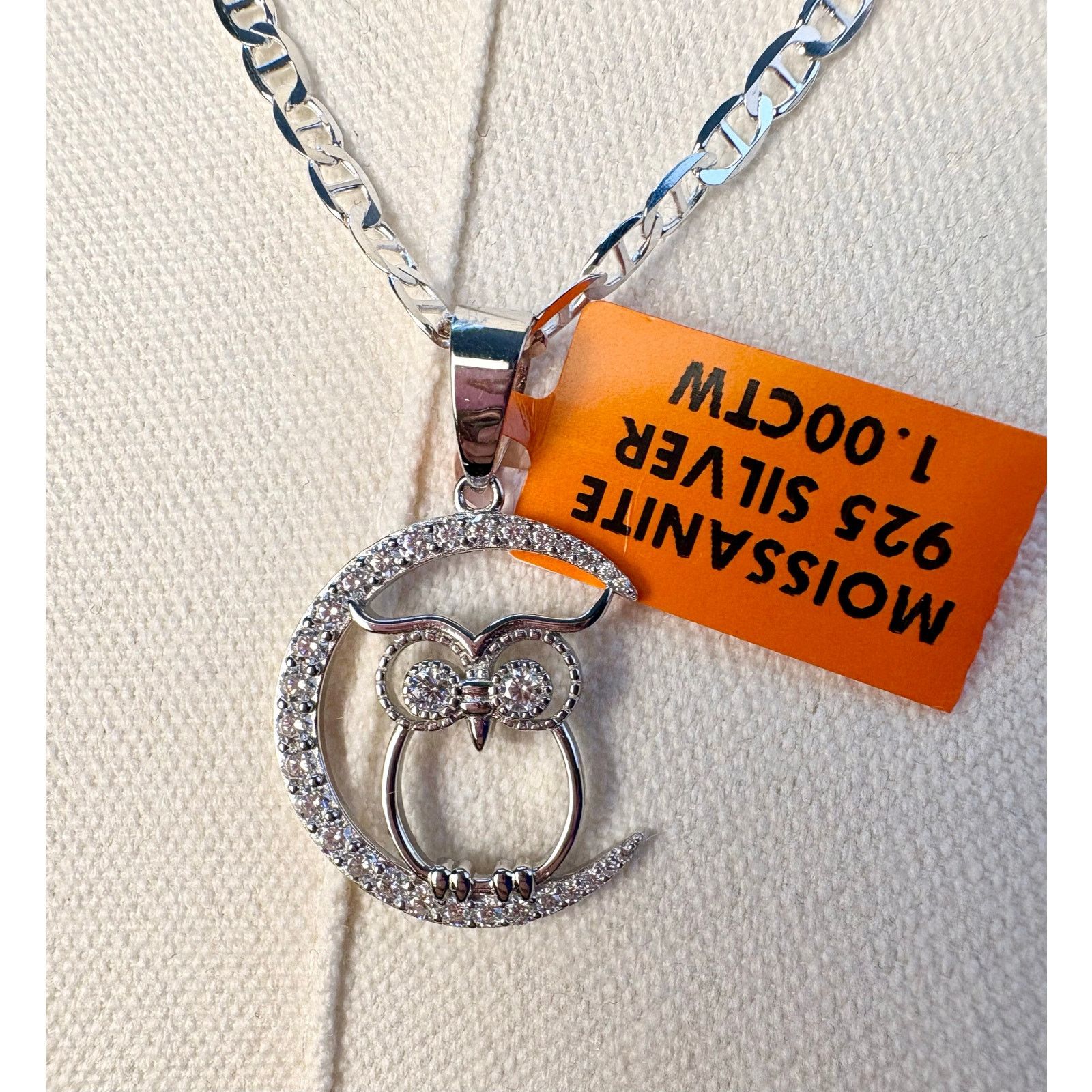 Jewelry NWT - 1ct Moissanite Owl Pendant & 22" Chain - 925 Sterling Size ONE SIZE - 7 Thumbnail
