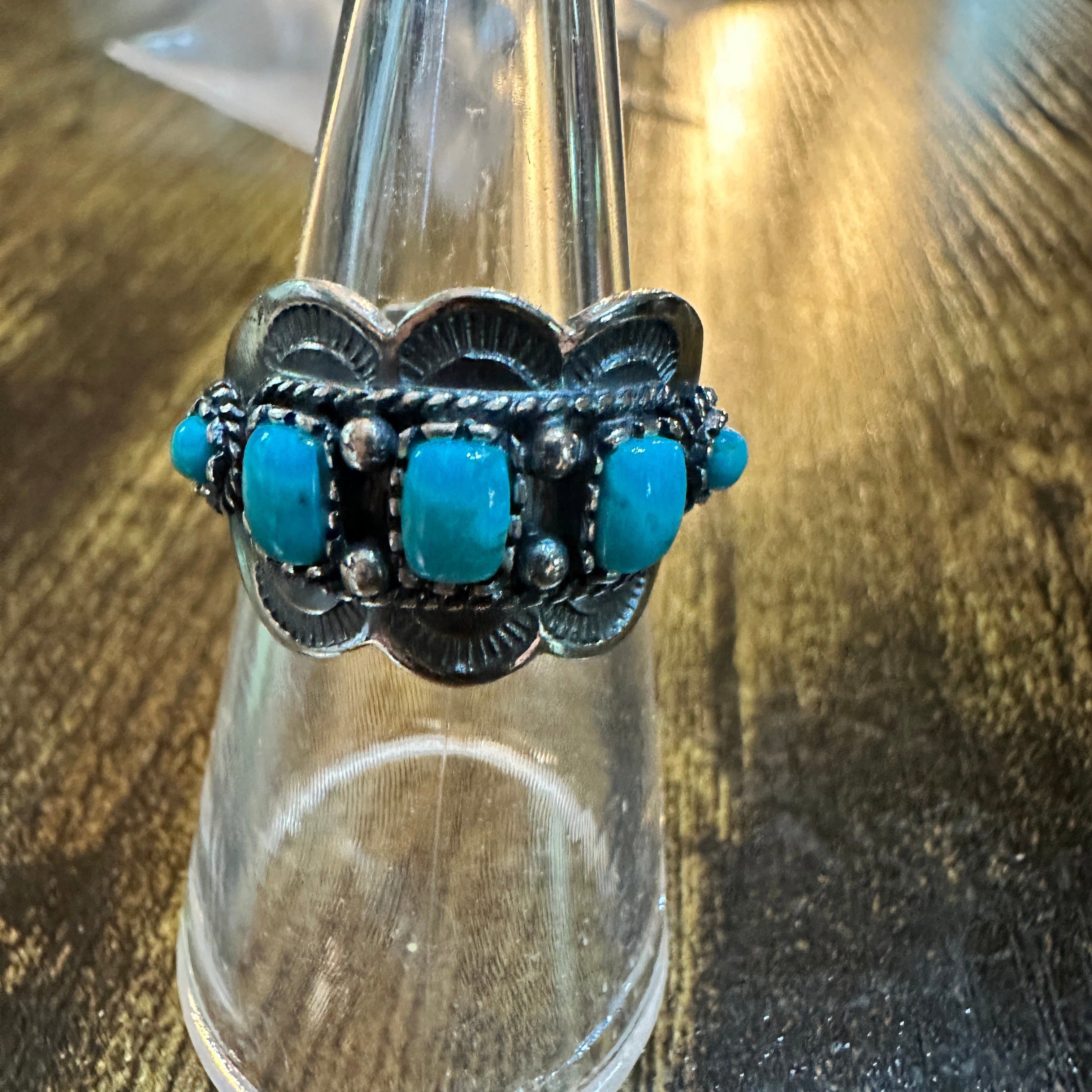Other Boho Native American Turquoise Floral Adjustable Sterling Si Size ONE SIZE - 4 Thumbnail