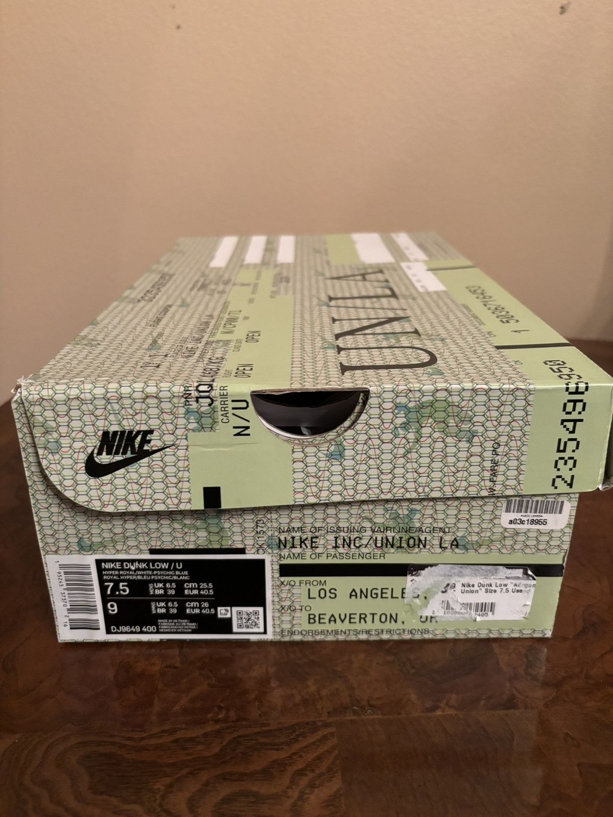 Nike × Union LA Union LA x Dunk Low ‘Passport Pack - Argon’ Size US 7.5 / EU 40-41 - 9 Thumbnail