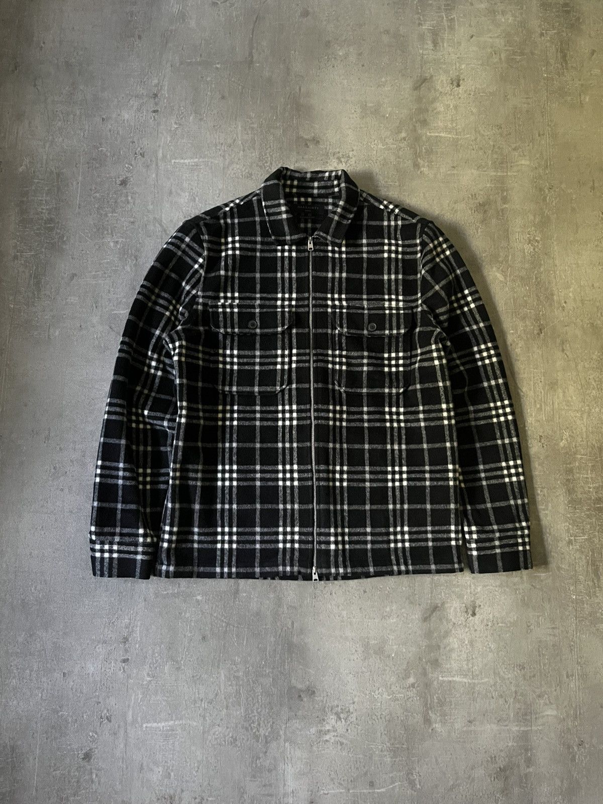 Allsaints Allsaints wool checkered zip jacket white black Size US S / EU 44-46 / 1 - 1 Thumbnail