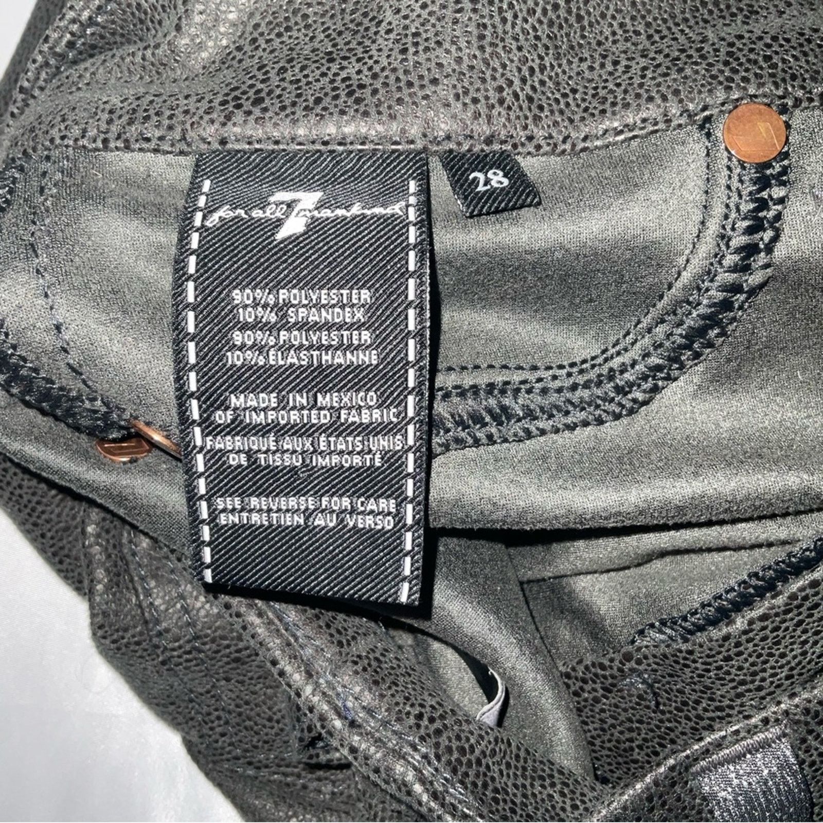 7 For All Mankind 7 For All Mankind Metallic Coated High Rise Skinny Jean 28 Size 28" / US 6 / IT 42 - 12 Thumbnail