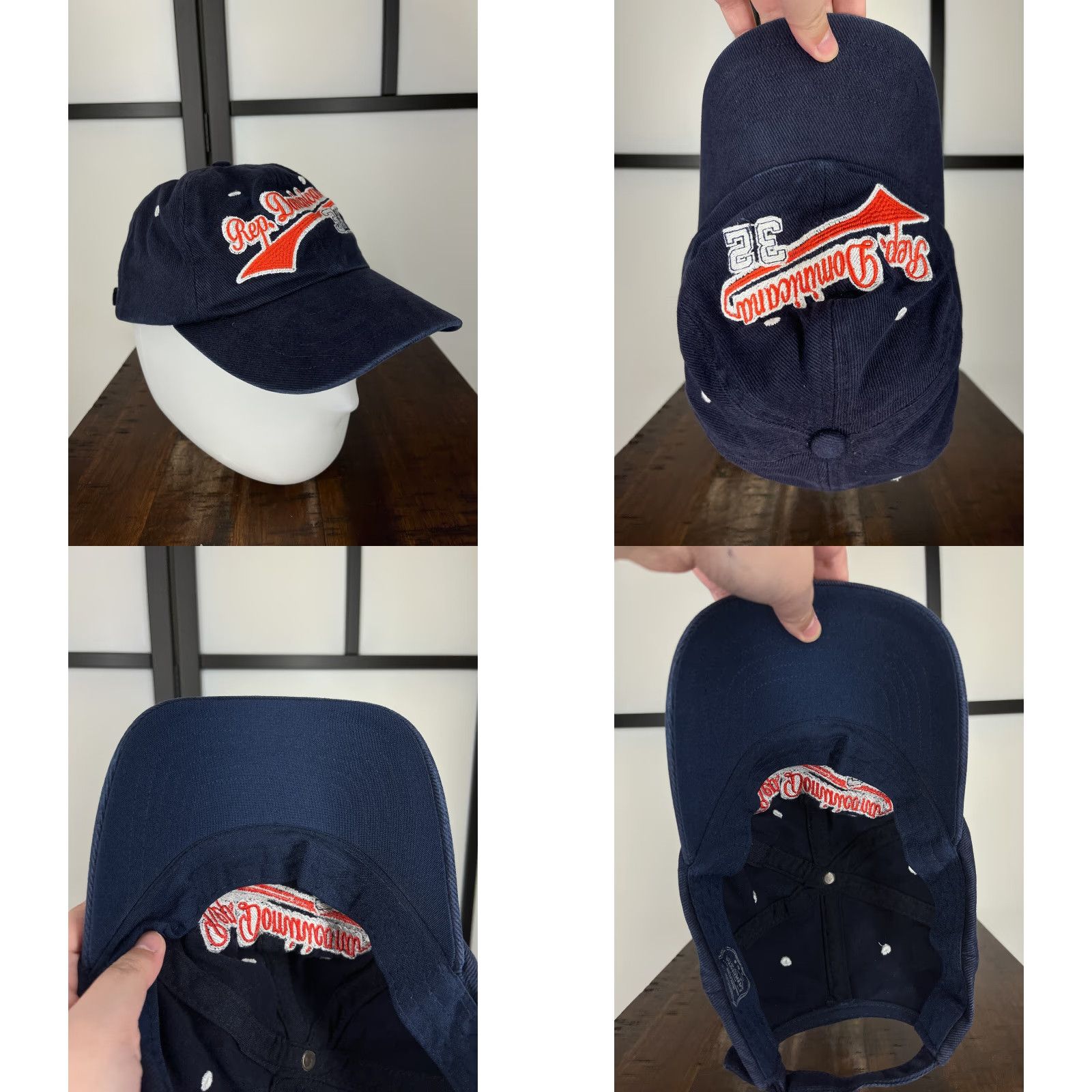 Vintage Latreinta Dos Rep. Dominicana 32 Hat Cap Strap Back Adult Large Blue Embroidered Cotton Twill Hat/Cap Size ONE SIZE - 8 Thumbnail