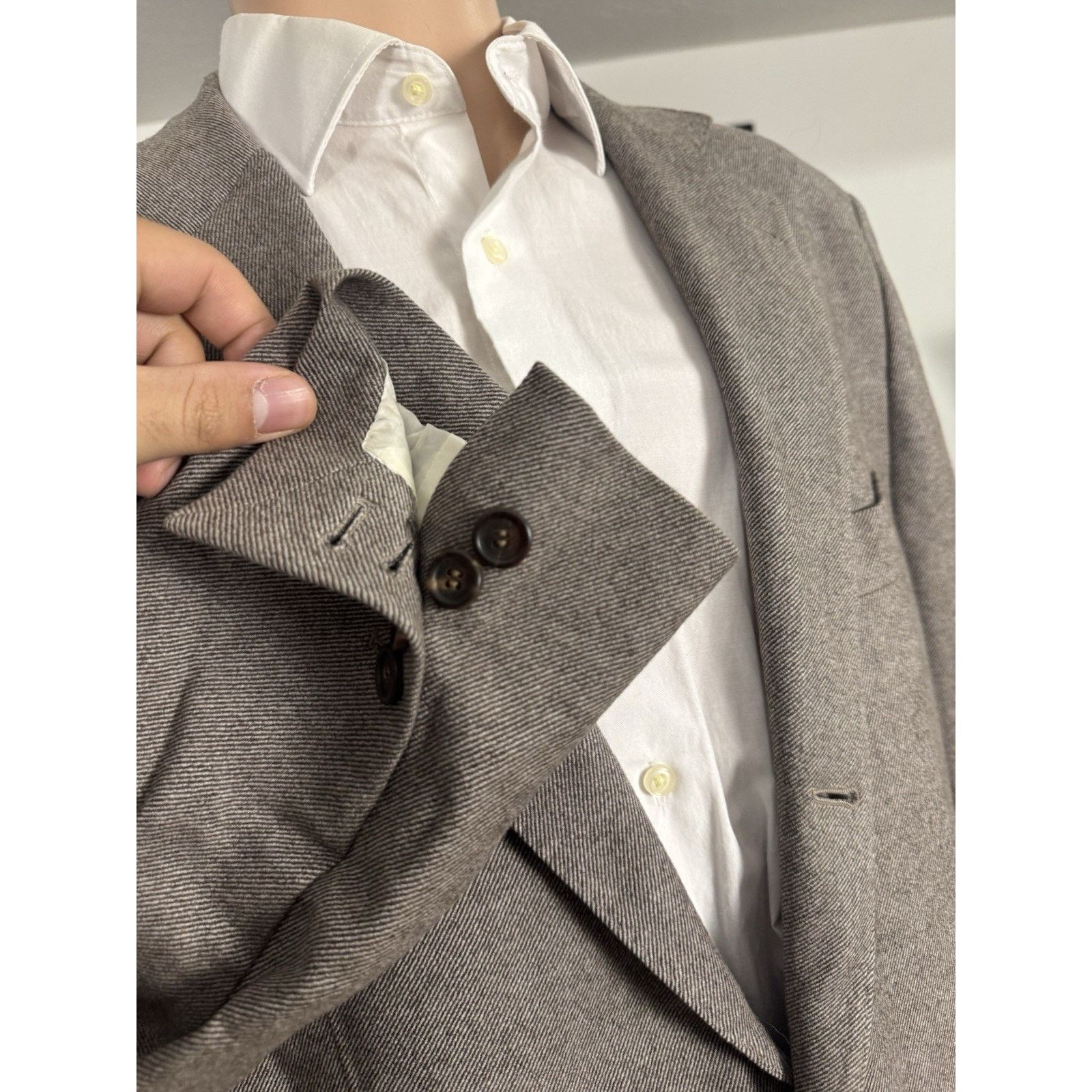 Brunello Cucinelli Brunello Cucinelli Wool Cashmere Silk Taupe Sportcoat 54/44 Size 44R - 5 Thumbnail
