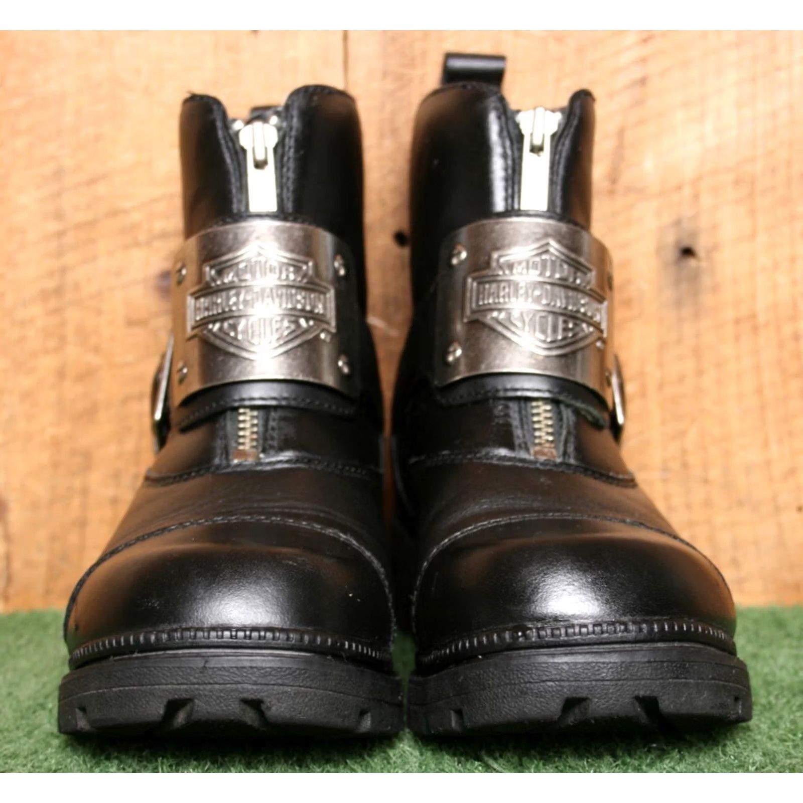 Harley Davidson Harley-Davidson Charisma Boots Biker Leather Ankle Zip Front Metal Logo Plate Sz. 6 Womens Black Size US 4 / IT 34 - 2 Thumbnail