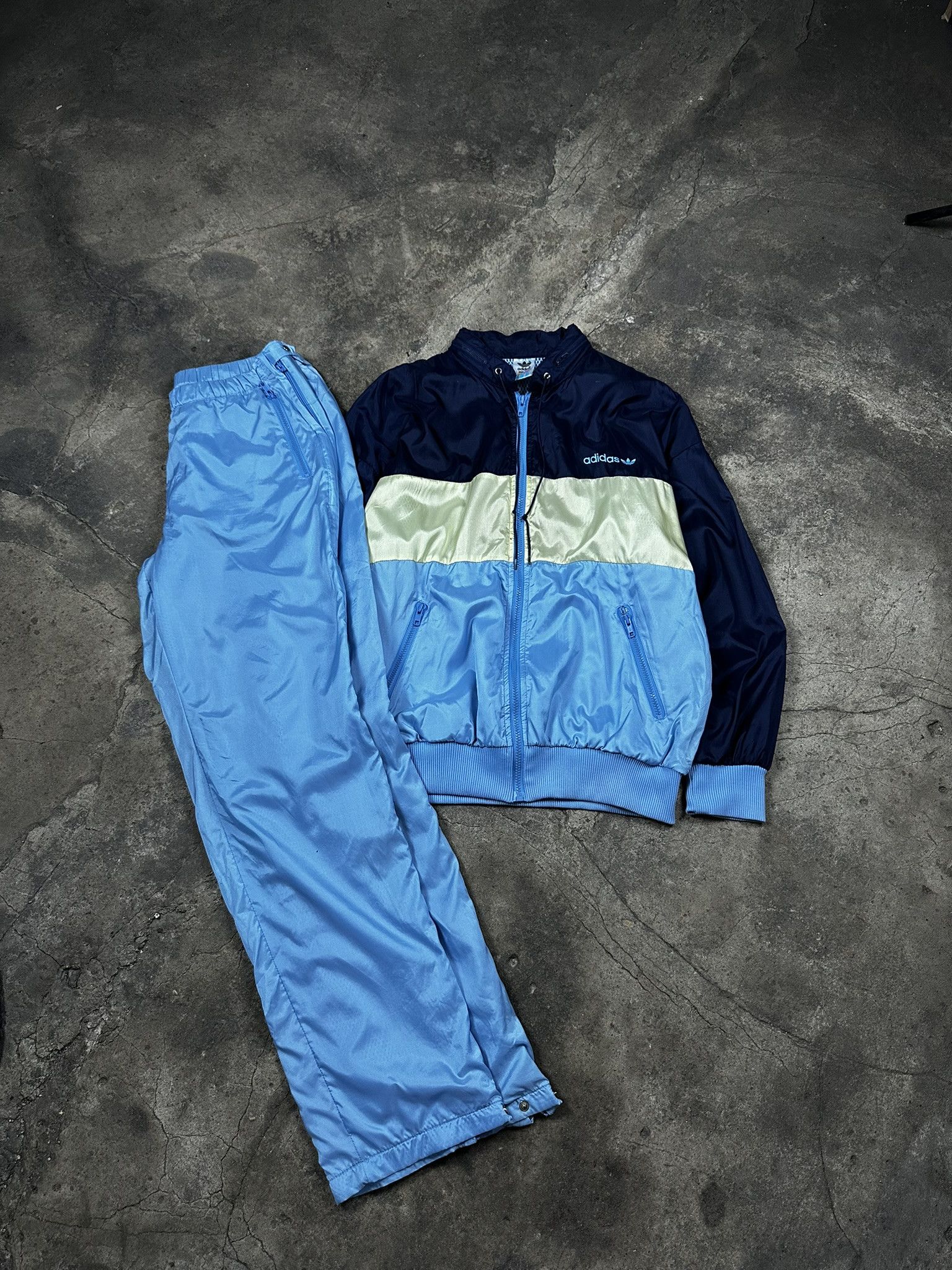 Adidas 80s Vintage Adidas Nylon Tracksuit Track Set Size US L / EU 52-54 / 3 - 1 Thumbnail