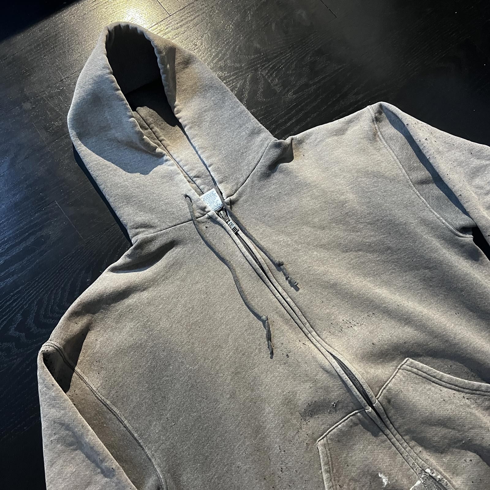 Russell Athletic Vintage Russell Full Zip Hoodie Grey Faded Distressed Size US L / EU 52-54 / 3 - 3 Thumbnail