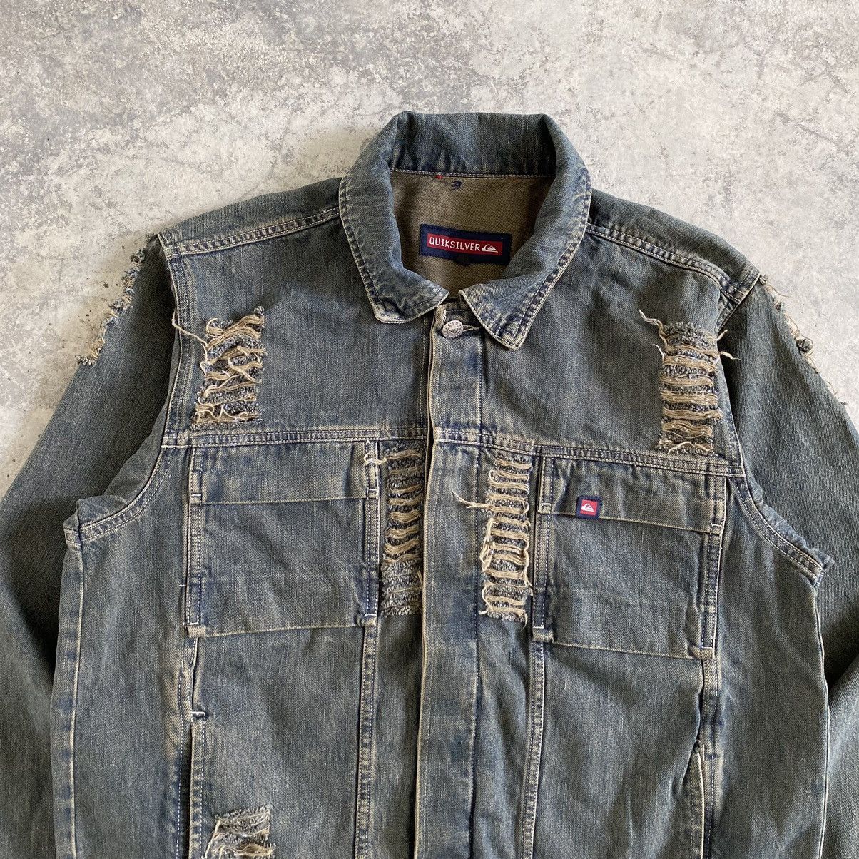 Quicksilver Vintage Quicksilver Distressed Mud Washed Denim Jacket Size US M / EU 48-50 / 2 - 3 Thumbnail