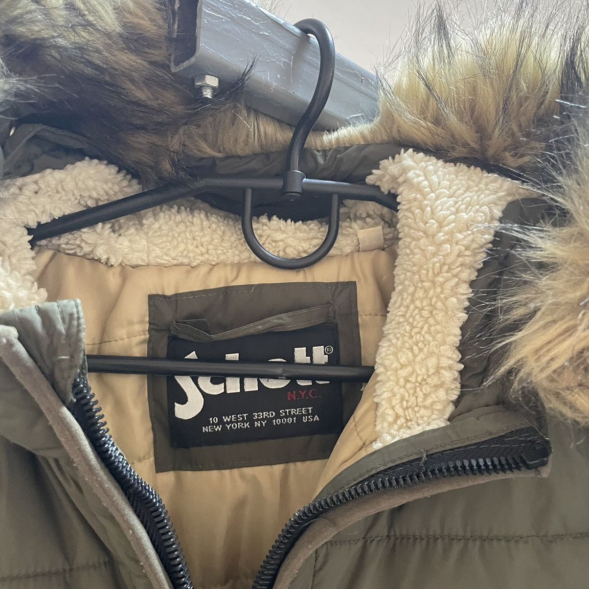 Schott Schott parka coat jacket bomber fur faux 90s down arm Size S / US 4 / IT 40 - 2 Thumbnail