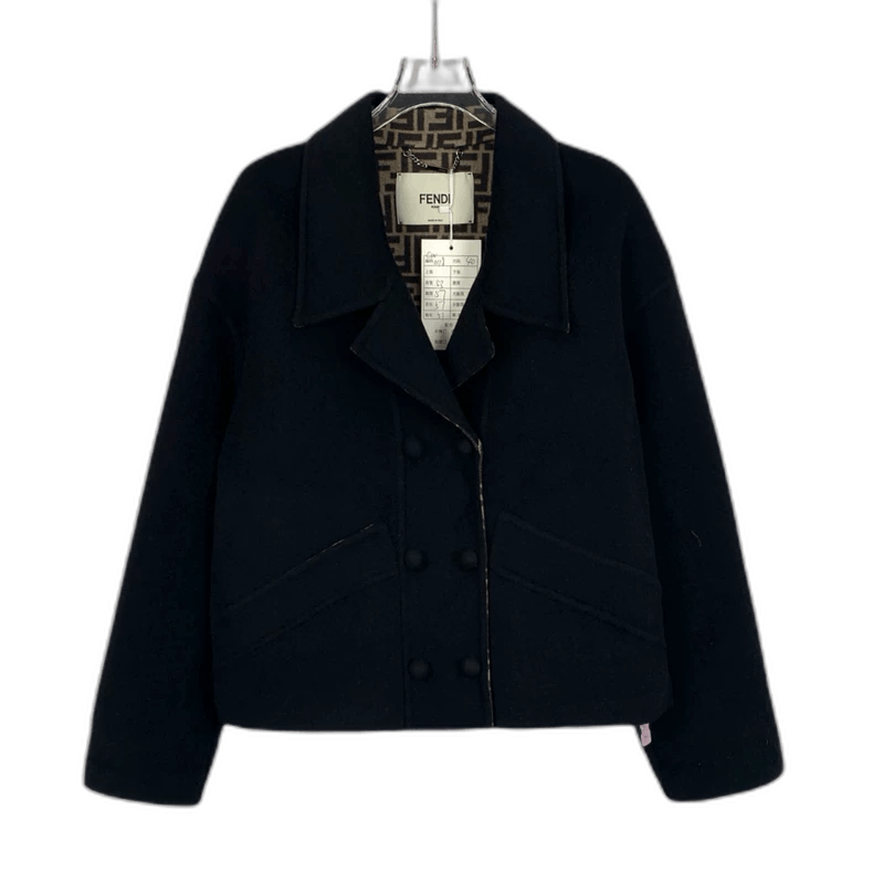 Fendi Fendi Black Double Breasted Wool Jacket Size US M / EU 48-50 / 2 - 1 Thumbnail