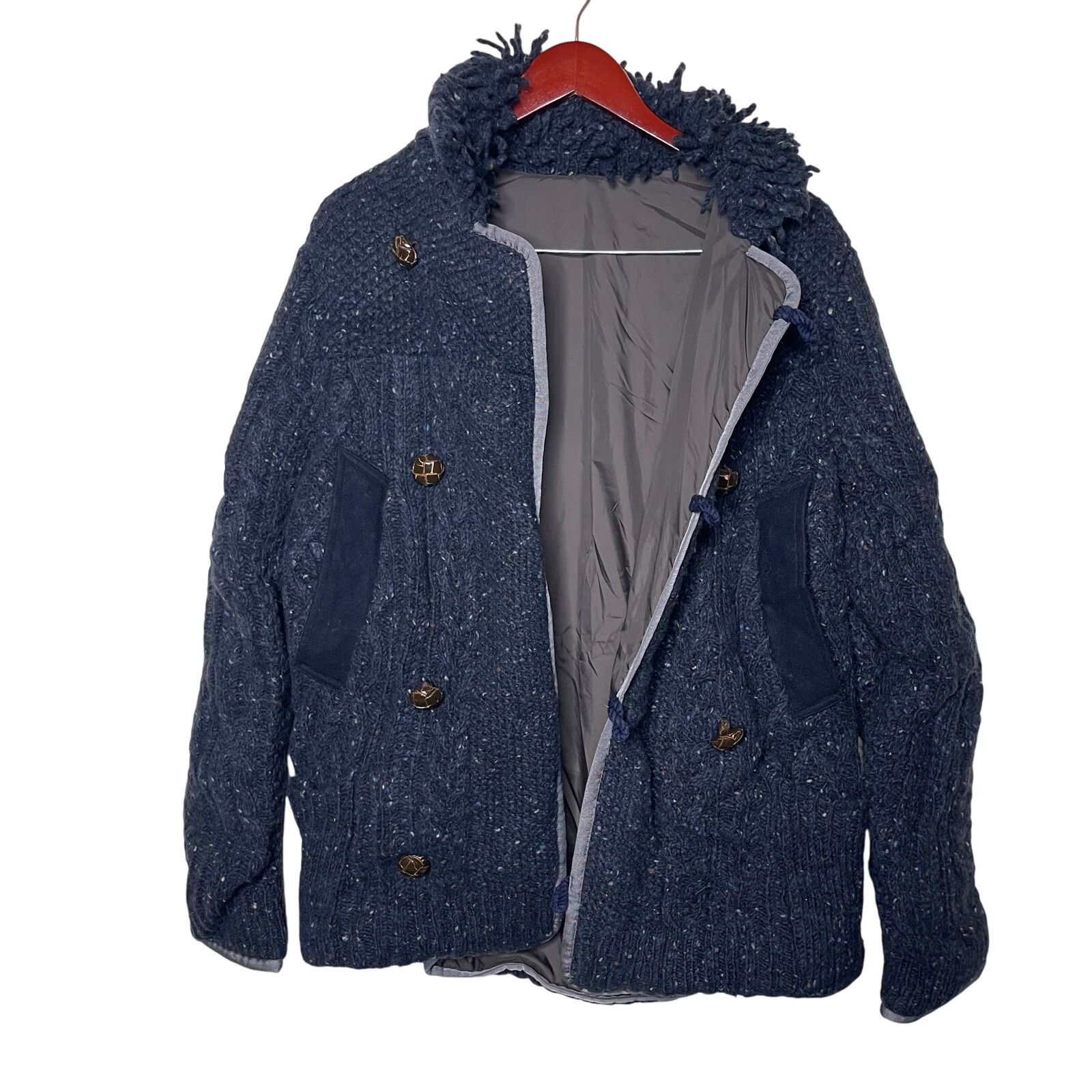 Sacai Sacai men navy knitted wool over puffer jacket sz 3 US L Size US L / EU 52-54 / 3 - 1 Thumbnail