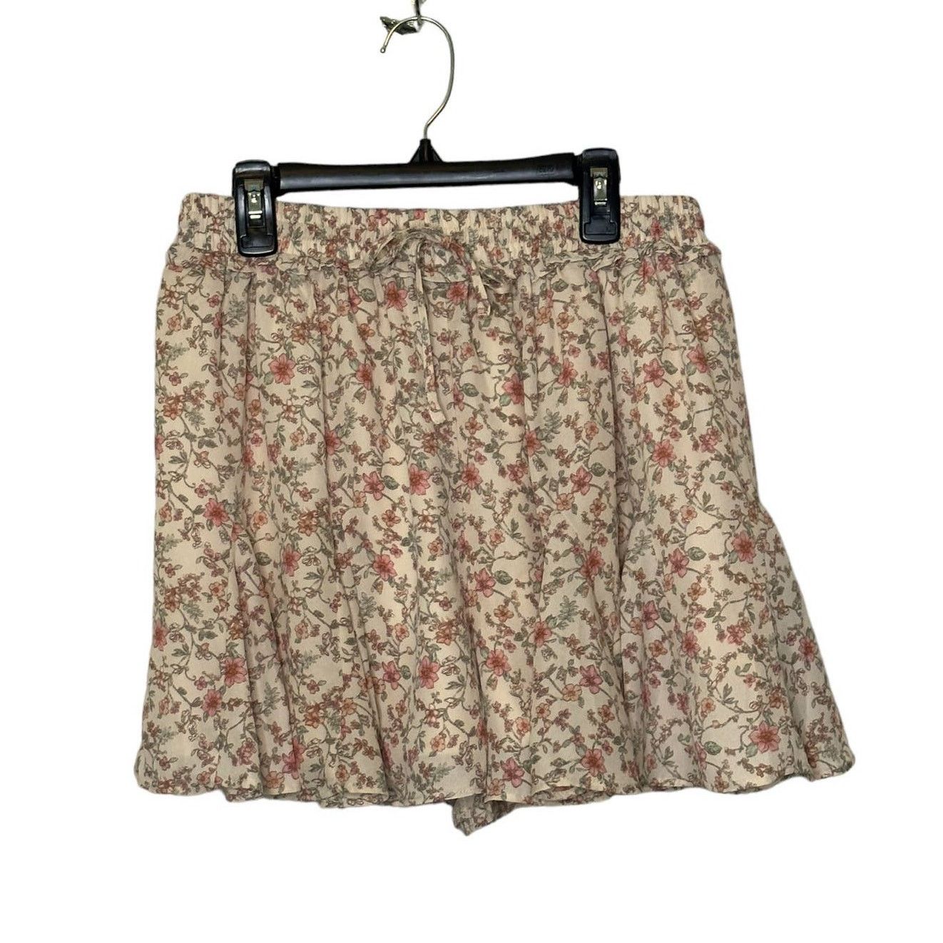 Anthropologie Paper Crane cream floral culottes pull on shorts size M Size 30" / US 8 / IT 44 - 1 Thumbnail