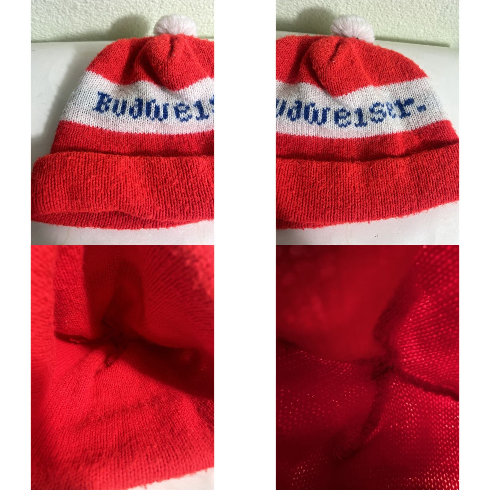 Budweiser VINTAGE Budweiser Beer Knit Beanie Ski Winter Pom Hat Stocking Cap Flaw Size ONE SIZE - 9 Thumbnail