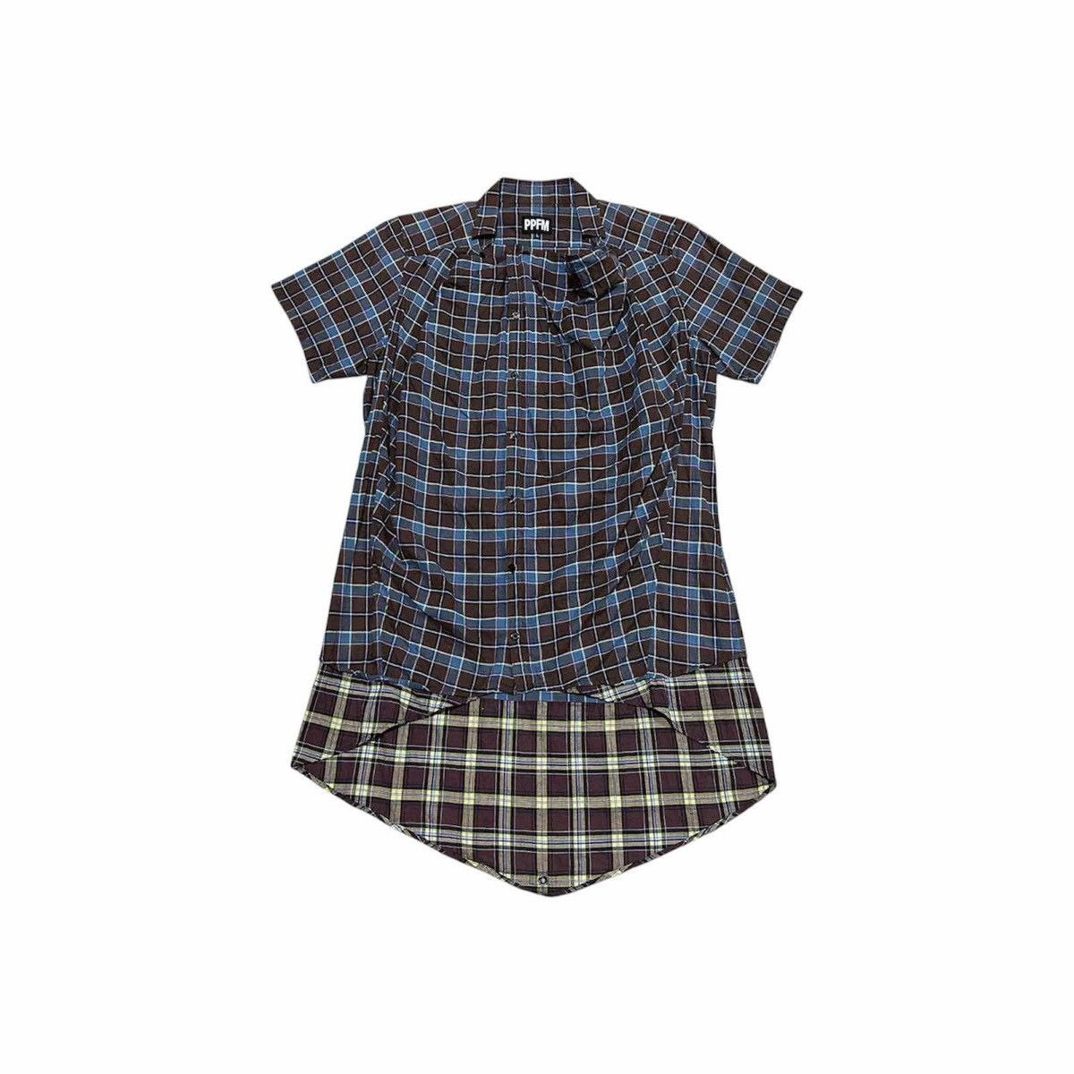 PPFM 🔥Sick Y2K PPFM Draped Asymmetric Flannel Shirt Size US L / EU 52-54 / 3 - 5 Thumbnail