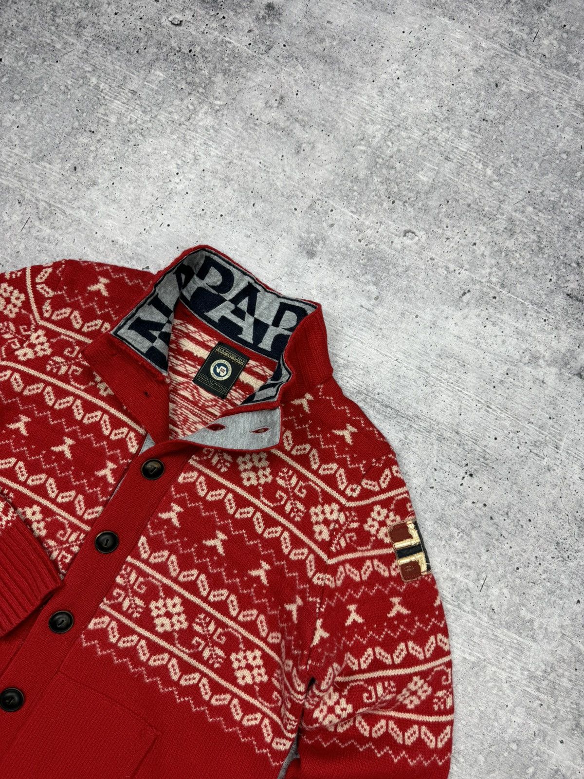 Napapijri × Vintage Vintage Napapijri 90’s Y2K Style Big Logo Rare Wool Sweater Size US L / EU 52-54 / 3 - 4 Thumbnail