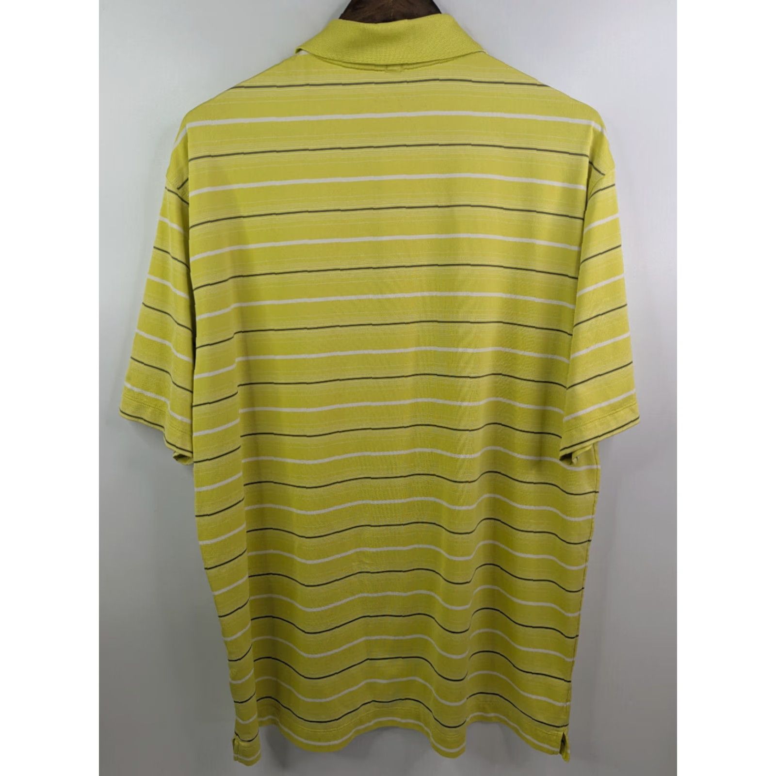 Nike VINTAGE Nike Golf Polo Shirt Stripe Yellow Men's XL Dri-Fit Performance 381252 Size US XL / EU 56 / 4 - 3 Thumbnail