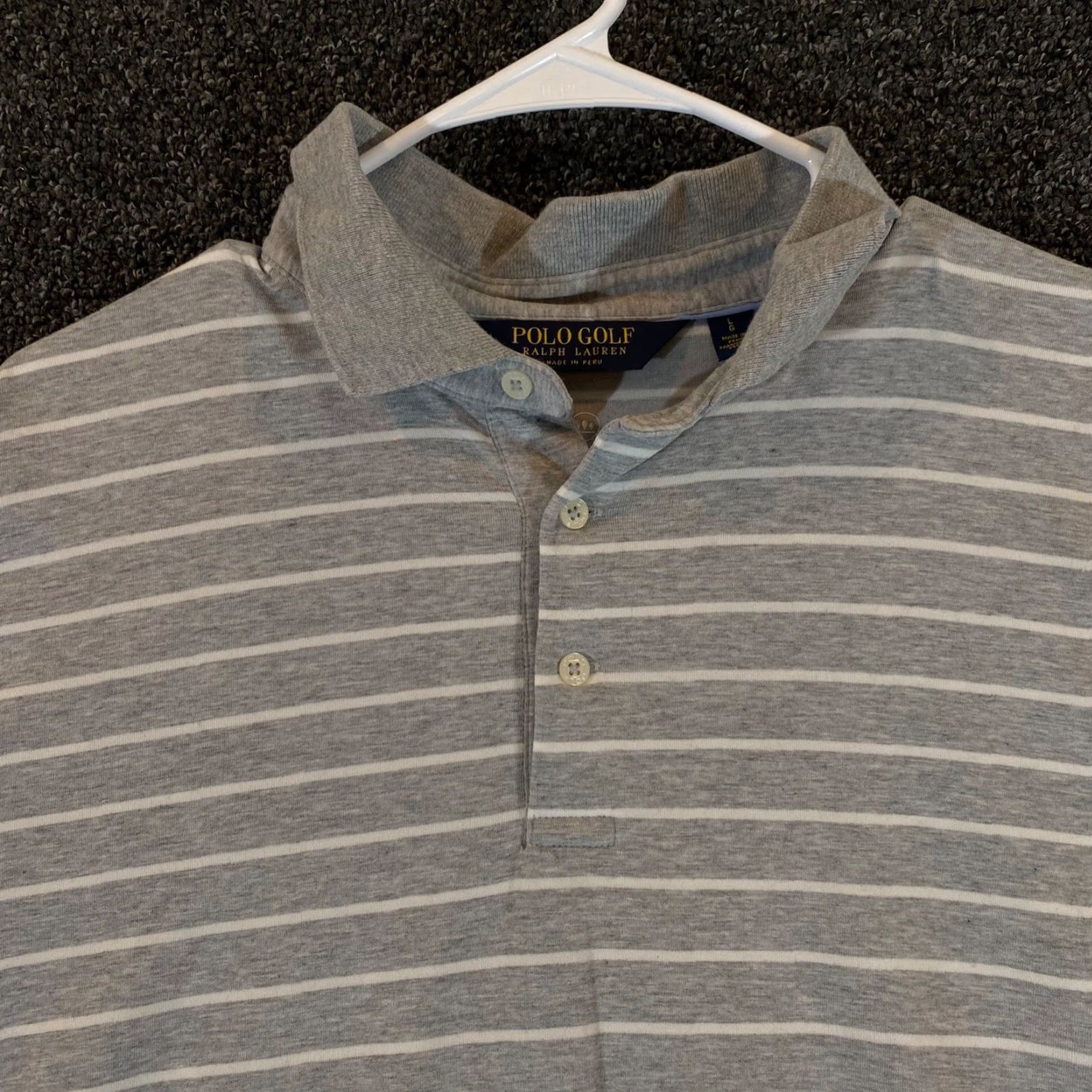 Polo Ralph Lauren VINTAGE Polo Ralph Lauren Polo Shirt Men Large Performance Golf Wicking Gray White Size US L / EU 52-54 / 3 - 2 Thumbnail