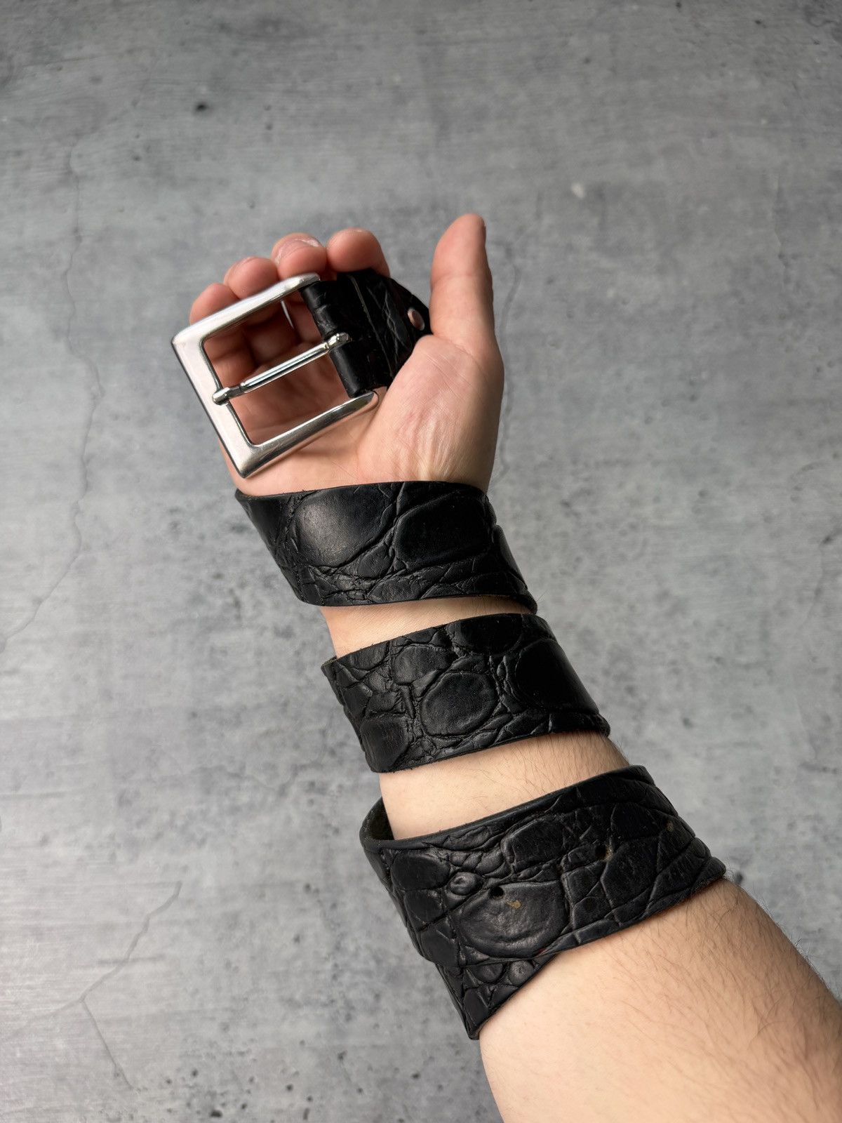 Japanese Brand 00ʼS NUMBER NINE STYLE JAPAN LEATHER Y2K BELT ARCHIVE BLACK Size ONE SIZE - 1 Thumbnail