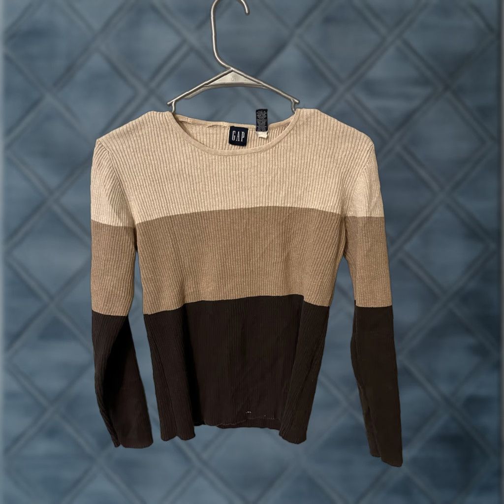 Gap VINTAGE Gap Women's M Brown Crew Neck Ribbed Pullover Sweater Cotton Blend Size M / US 6-8 / IT 42-44 - 1 Thumbnail