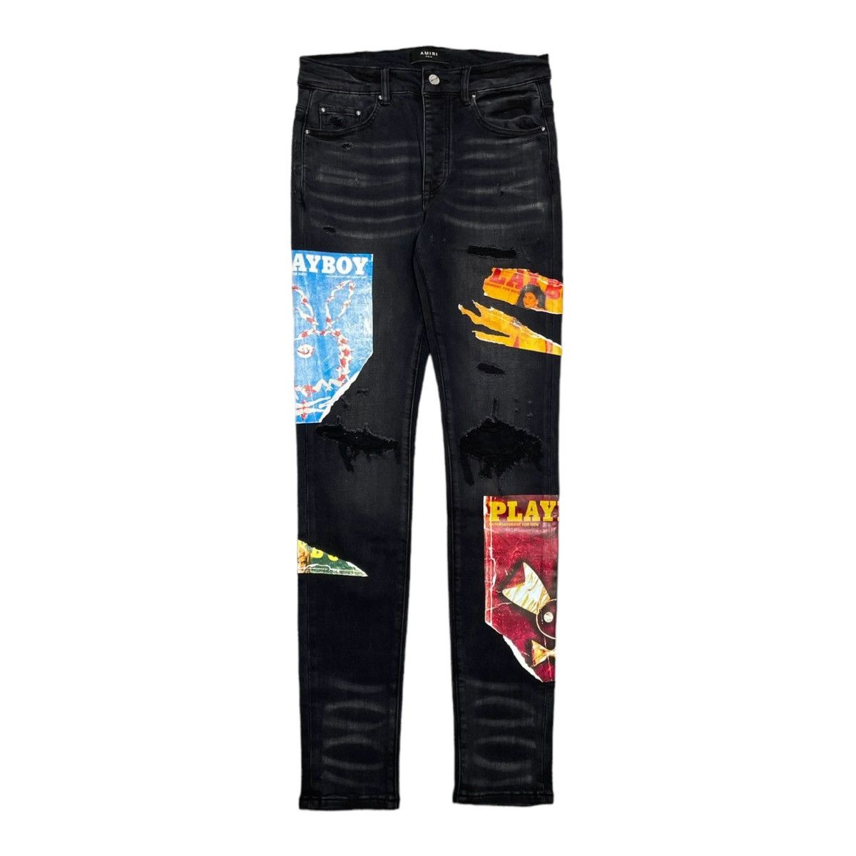 image of Amiri Playboy Magazine Jeans Aged Black, Men's (Size 30)