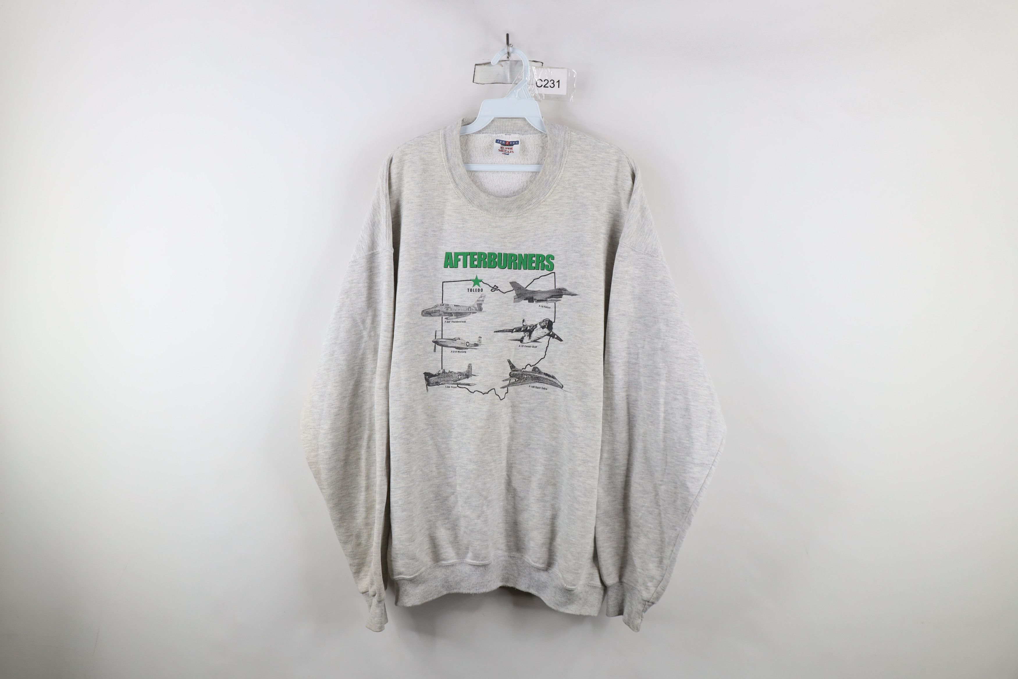 Vintage Vintage 90s Afterburners Fighter Jets Airplanes Sweatshirt Size US XXL / EU 58 / 5 - 1 Thumbnail
