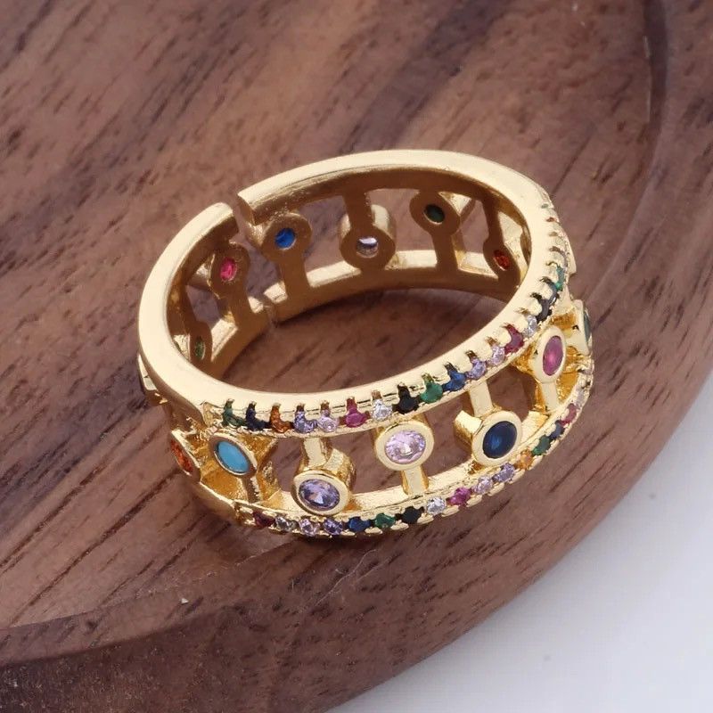 Jewelry Creative Rainbow Zircon Rings Size ONE SIZE - 5 Thumbnail