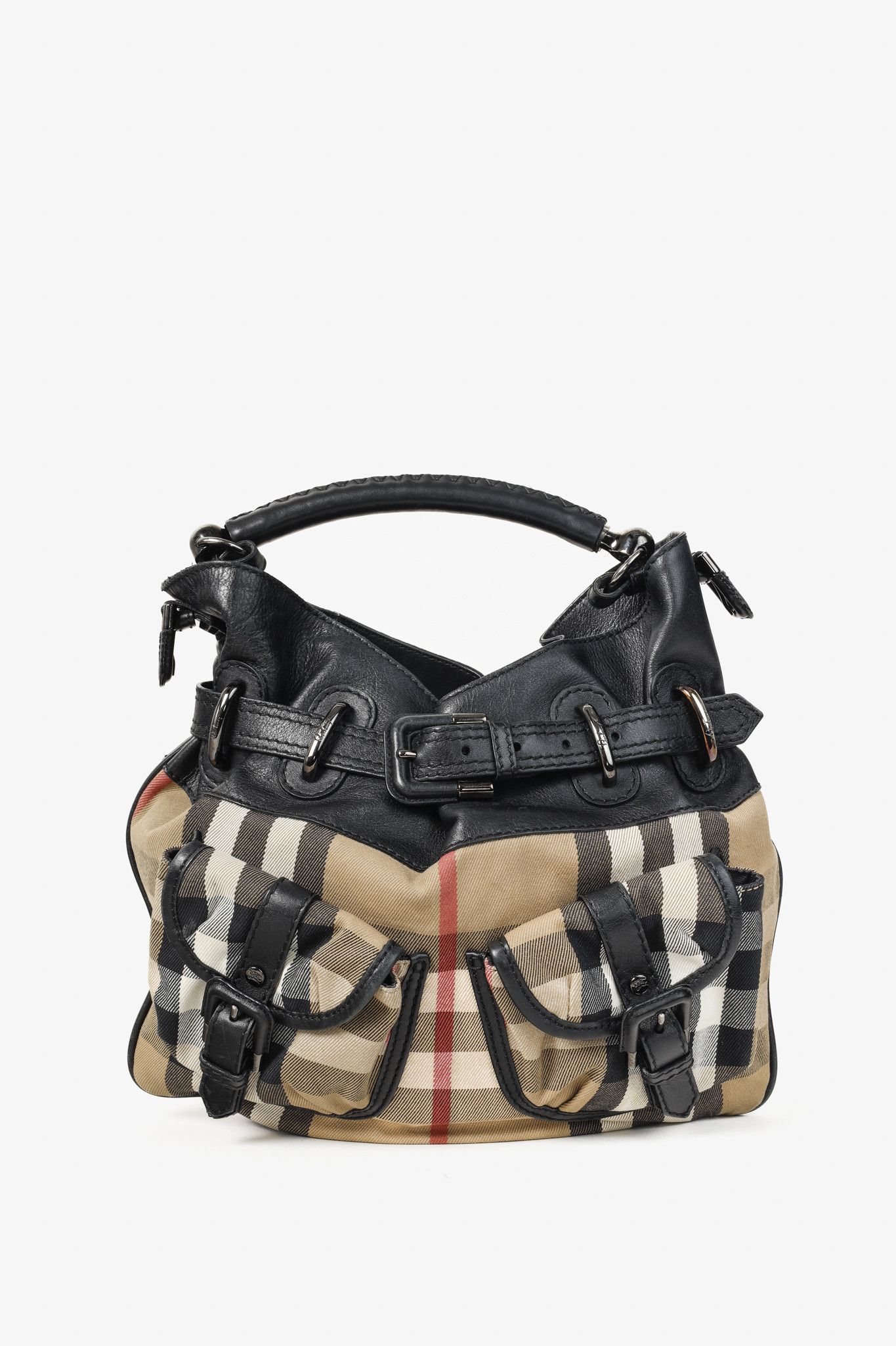Burberry Burberry Bromley House Check Canvas Leather-Trim Handbag Size ONE SIZE - 1 Thumbnail