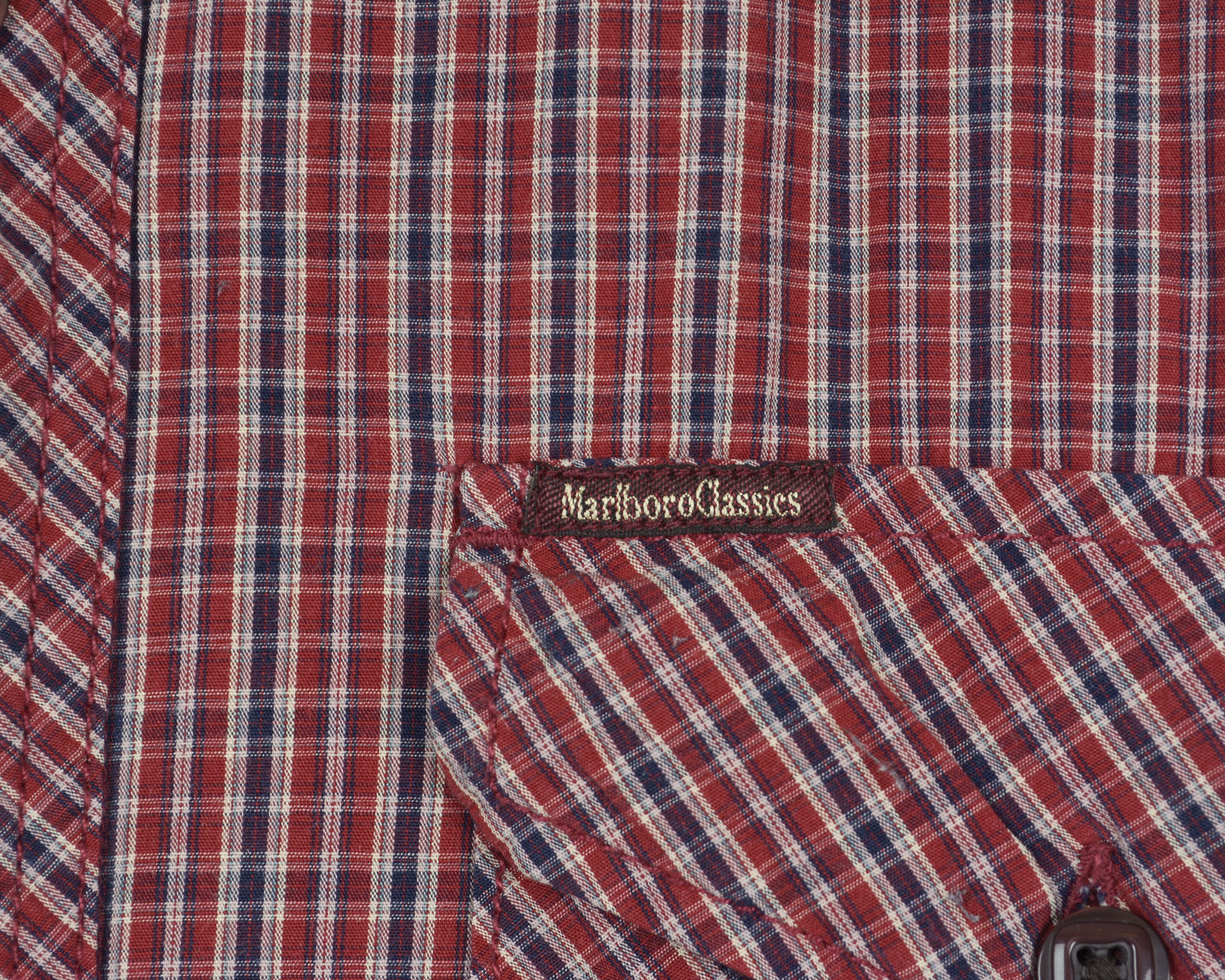 Marlboro MARLBORO CLASSICS Shirt Check Plaid Cotton Long Sleeved Size US L / EU 52-54 / 3 - 4 Thumbnail