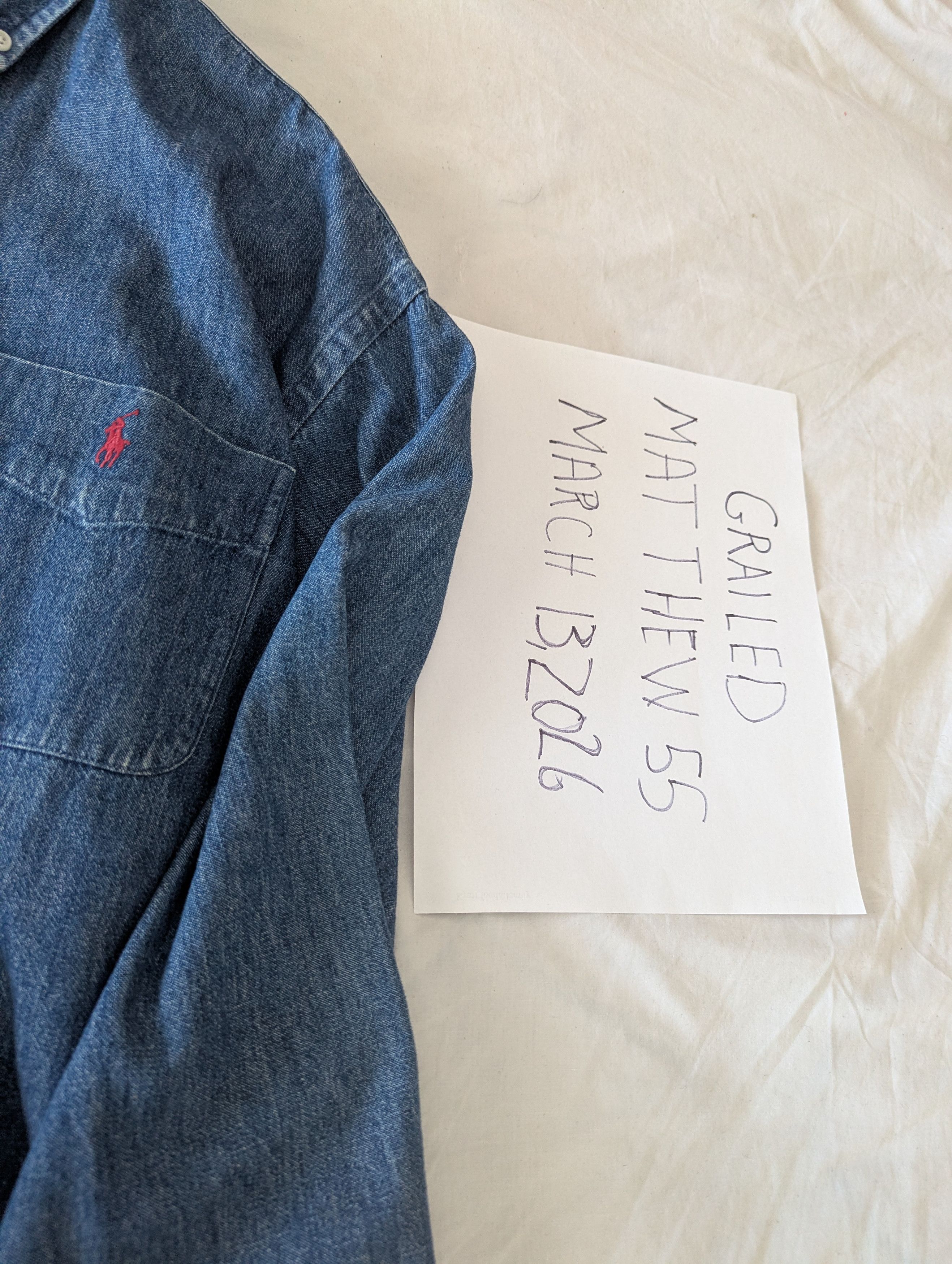 Polo Ralph Lauren Vintage heavy Denims Shirt Size US L / EU 52-54 / 3 - 3 Thumbnail