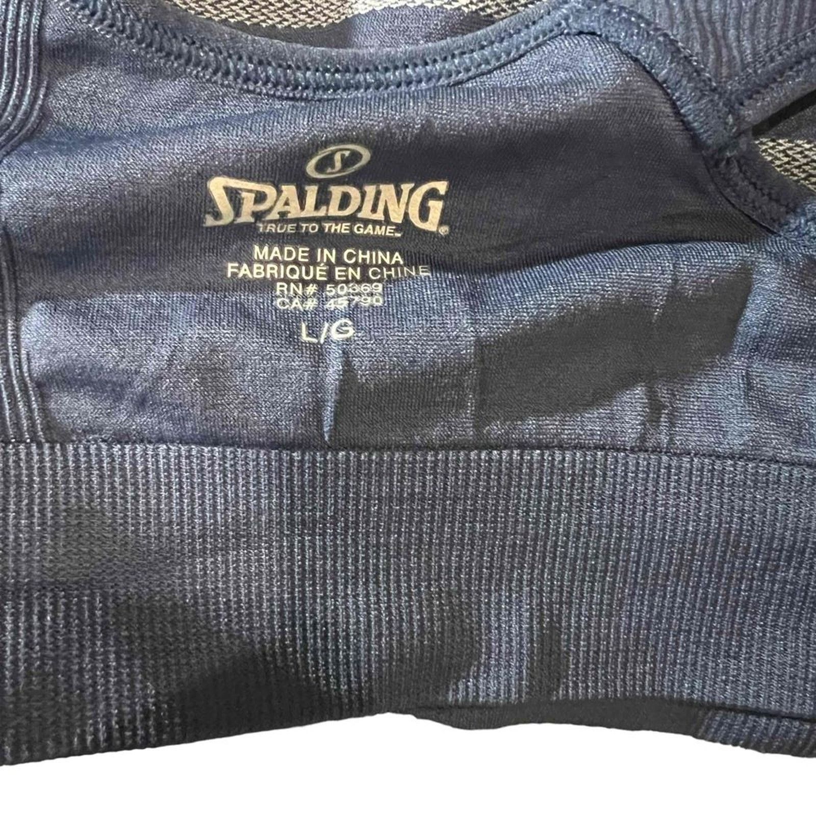 Spalding Spalding Sports Bra Womens Large Gray Striped Racerback Size ONE SIZE - 4 Thumbnail
