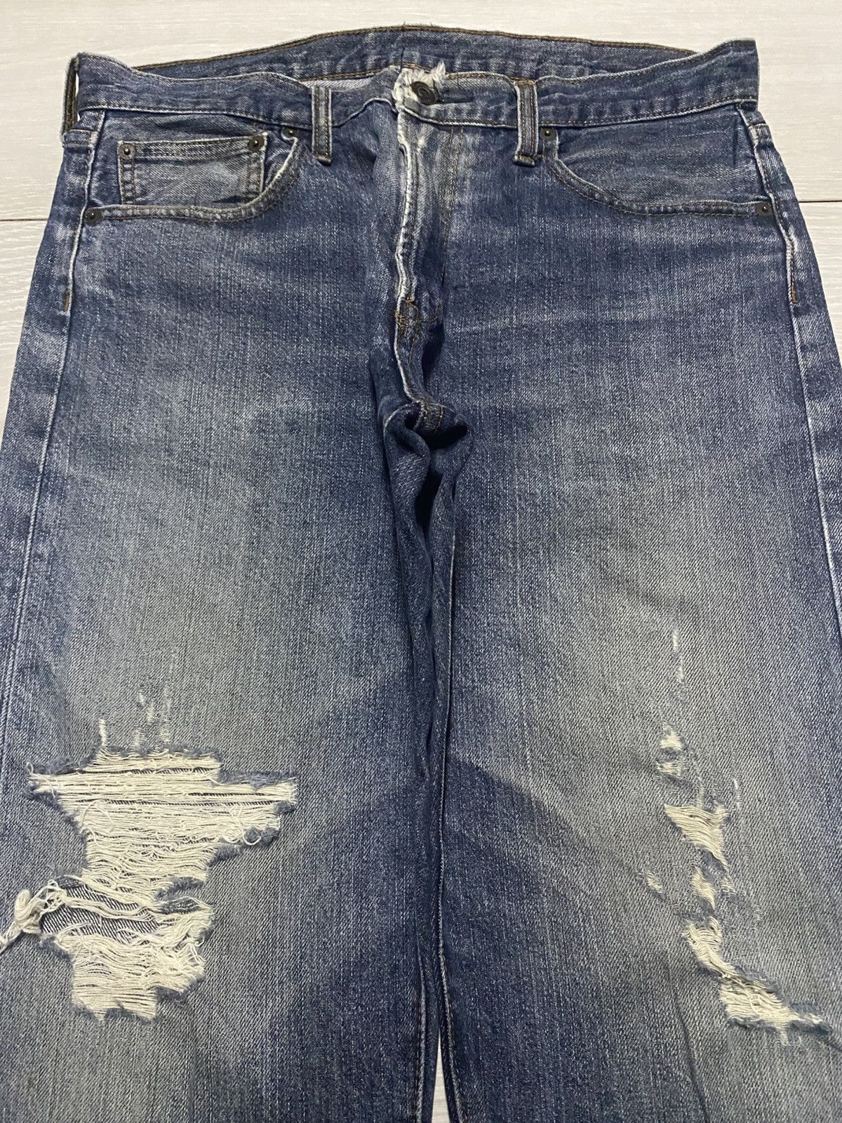 GU Vintage Gu Denim Faded Wash Distressed Loose Jeans Size US 32 / EU 48 - 3 Thumbnail