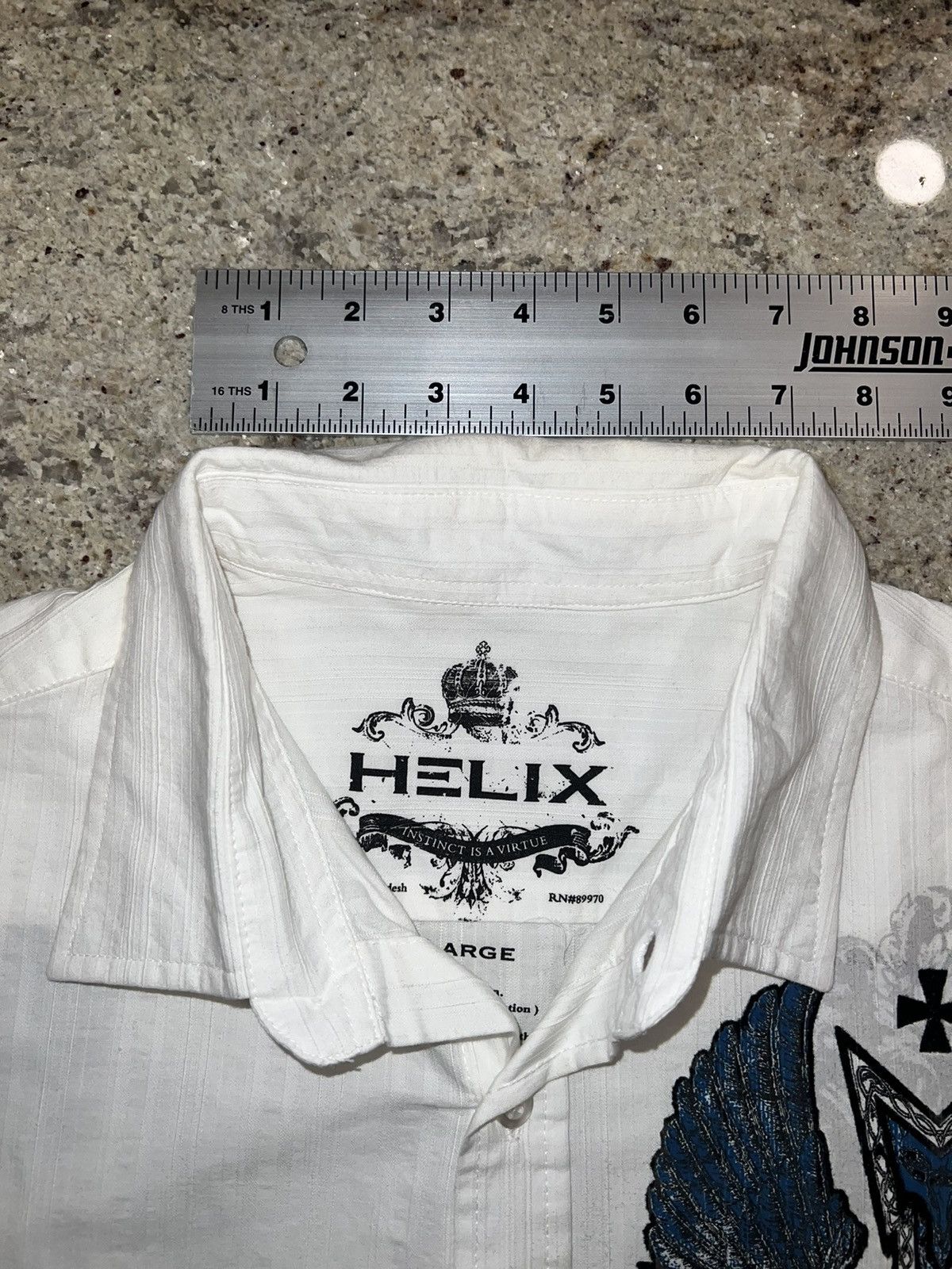 Helix Helix Y2K Cross Wings White Button Up Shirt Size Mens