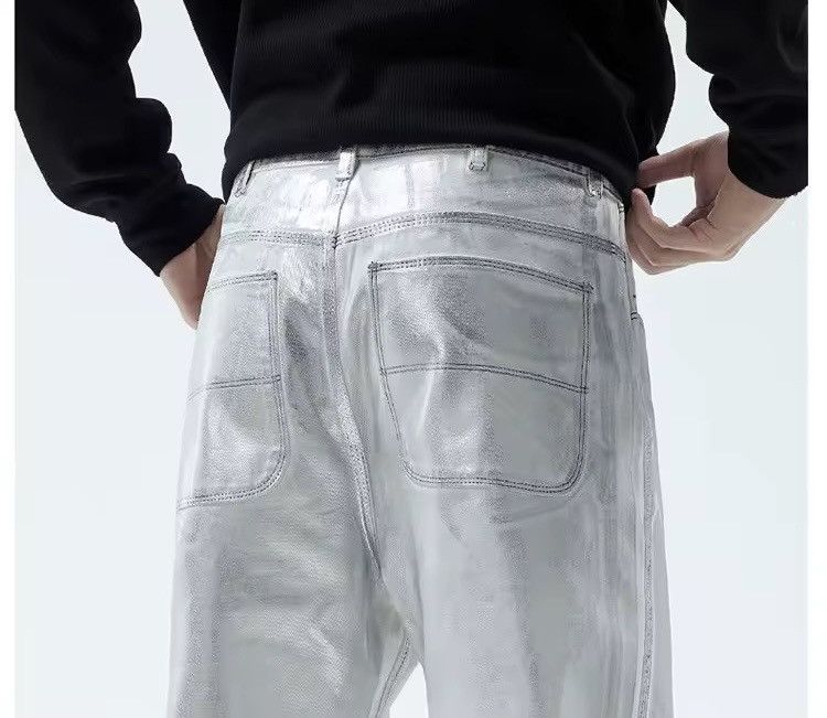 Other Streetwear Hip Hop Silver Designer Y2k Jeans Pants Size US 30 / EU 46 - 6 Thumbnail