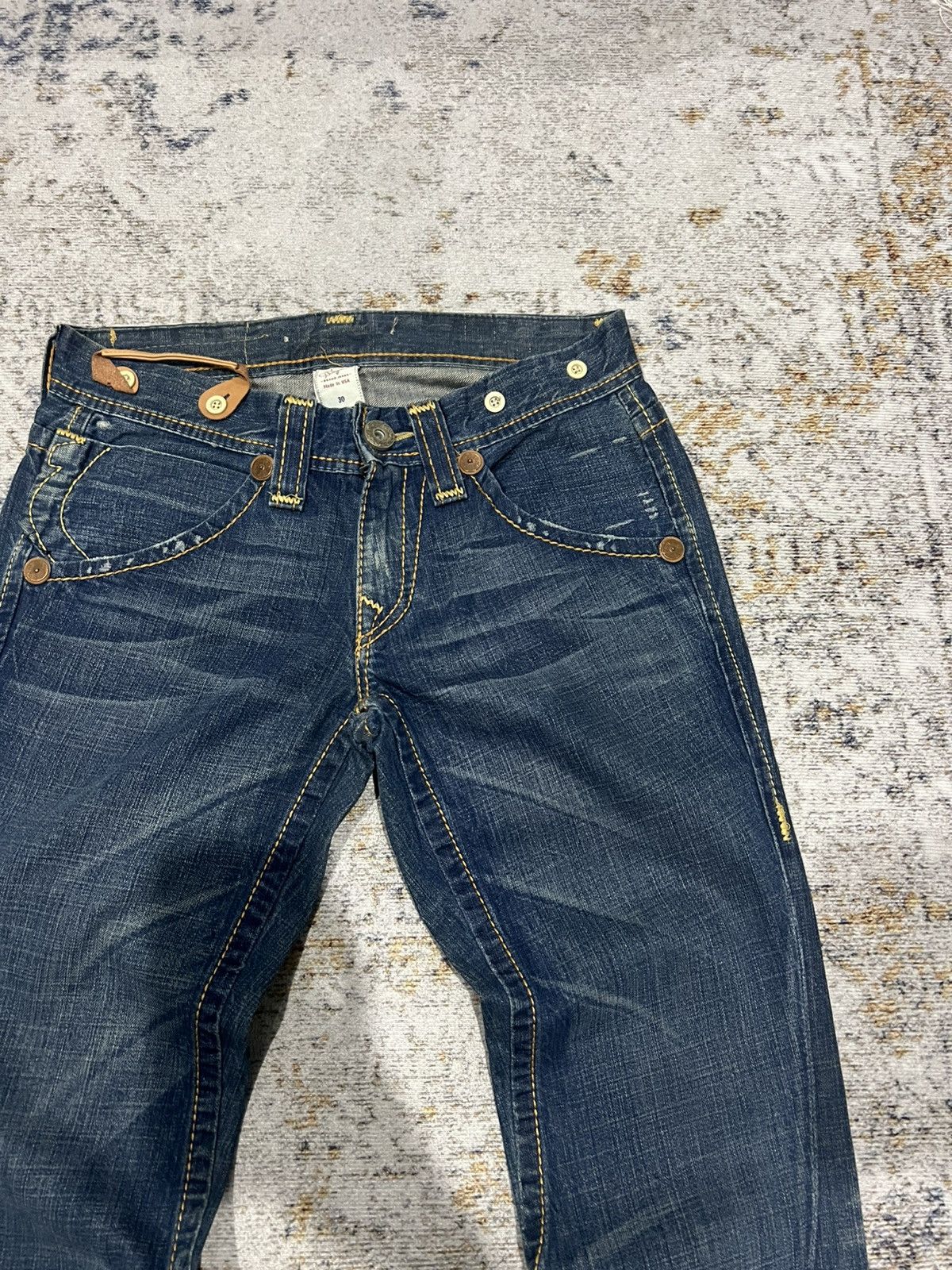 True Religion × Vintage Flared True Religion Mix Leather Bootcut Jeans Size US 30 / EU 46 - 4 Thumbnail
