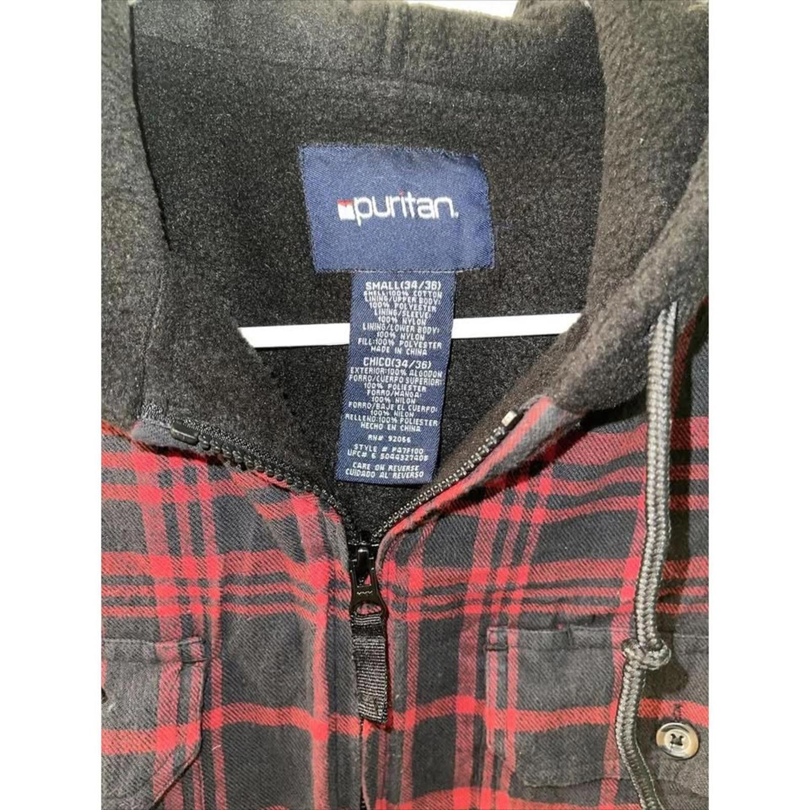 Other Puritan Men’s Red and Black Plaid Jacket with Hood Size US S / EU 44-46 / 1 - 3 Thumbnail