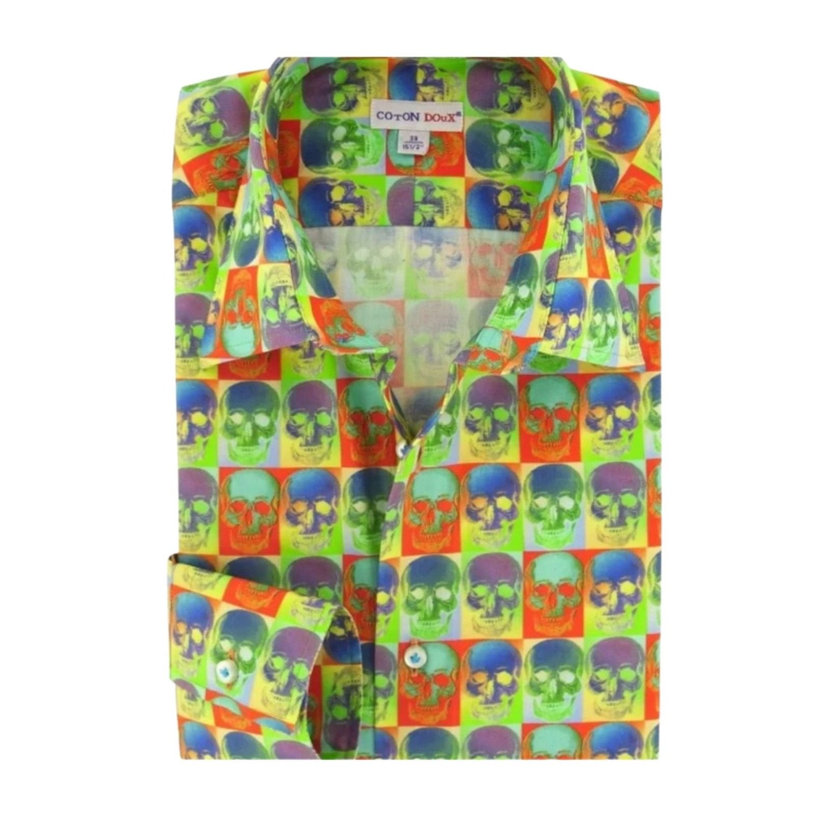 Other Coton Doux Pop Art Skull Button-Up Shirt – Size 39 / 15.5 Size US S / EU 44-46 / 1 - 1 Thumbnail