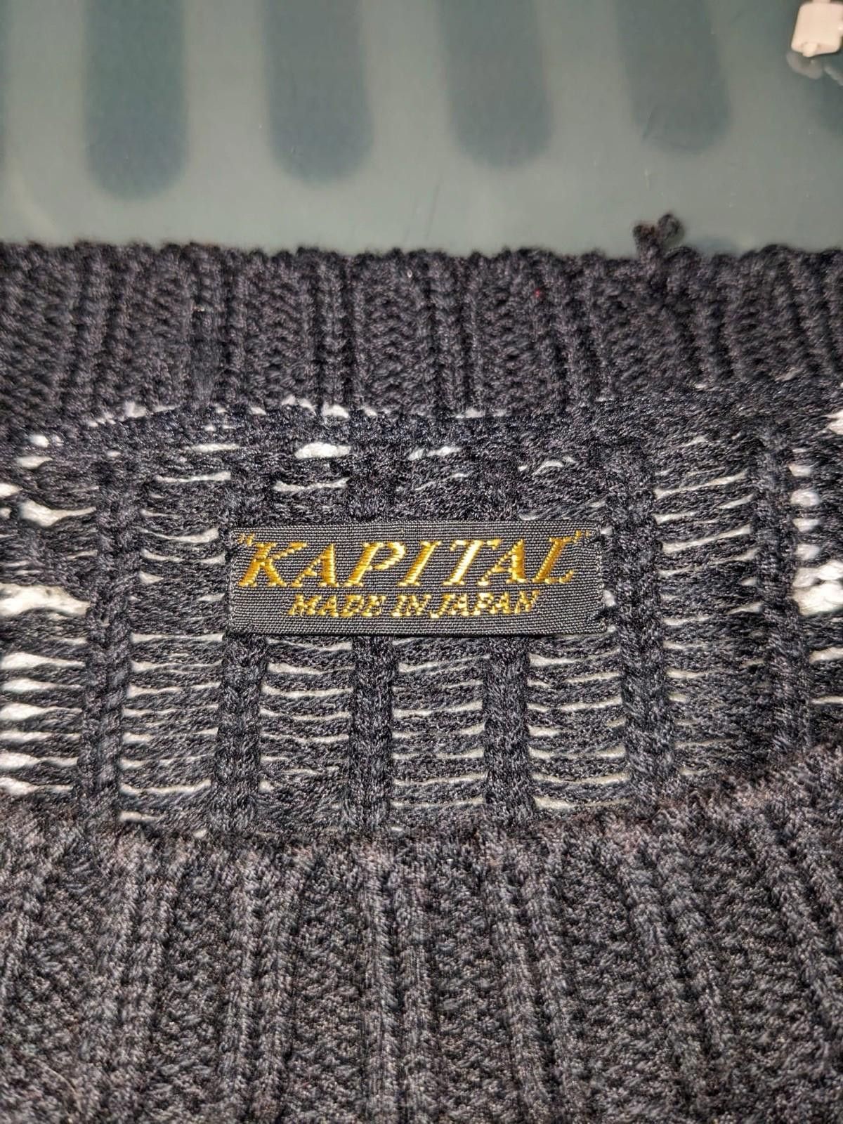 Kapital Kapital 5G Cotton Knit Bone Crew Sweater Black Size 3 Size US L / EU 52-54 / 3 - 7 Thumbnail