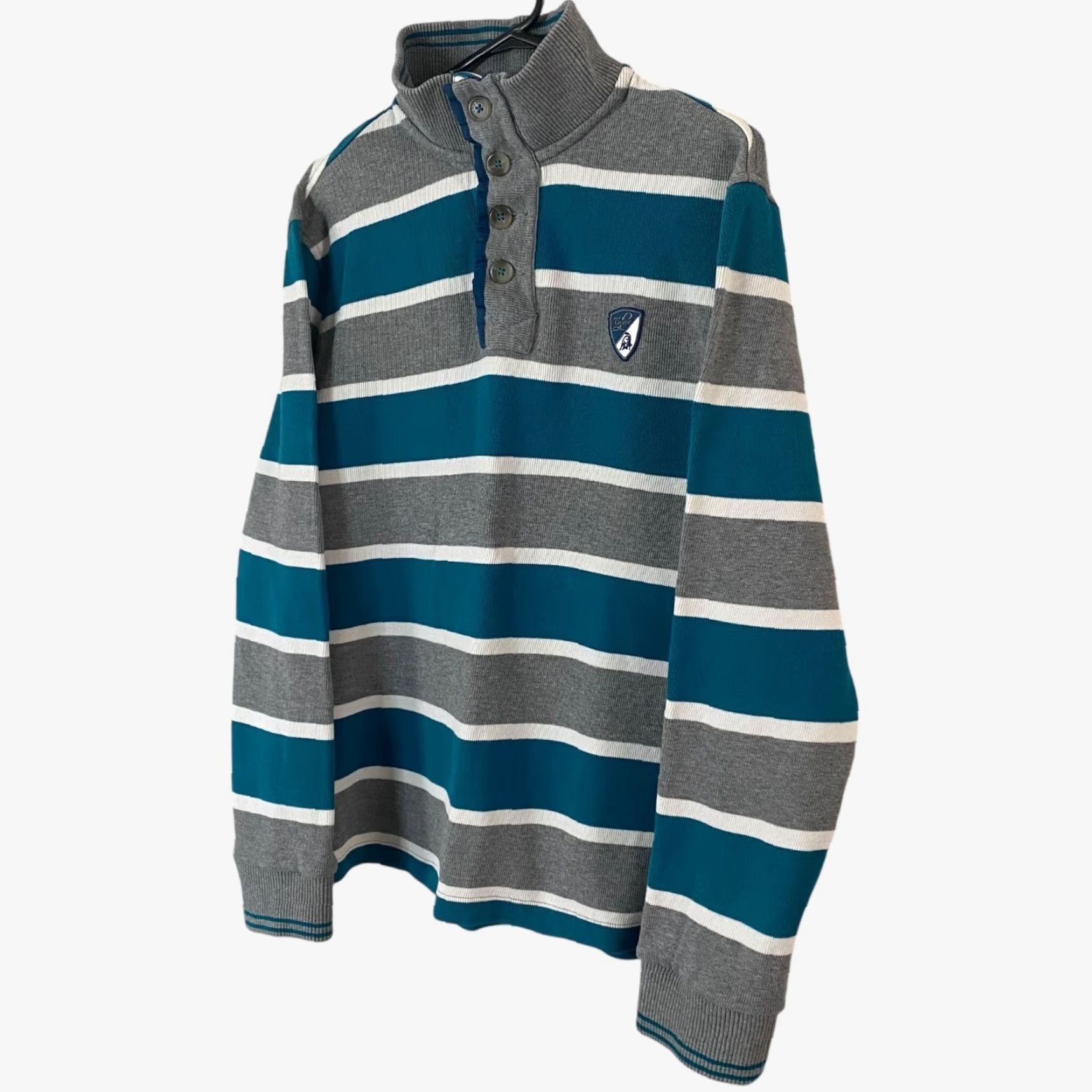 Lamborghini VINTAGE Tonino Lamborghini Men's Sweater XL Knit Striped Long Sleeve Casual Business Party Blue Size US XL / EU 56 / 4 - 2 Thumbnail
