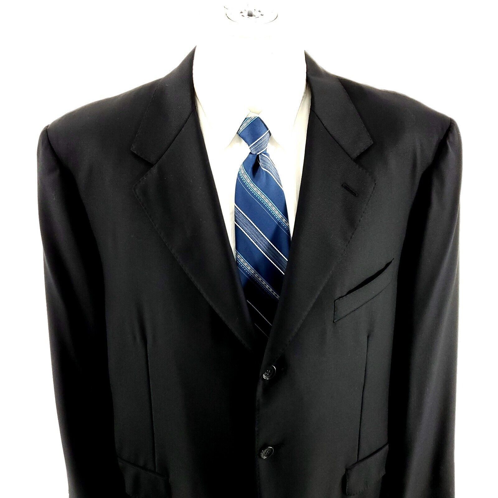Canali Canali Saks Fifth Ave Wool 3 Button Blazer 44L Black Twill T Size 44L - 1 Thumbnail
