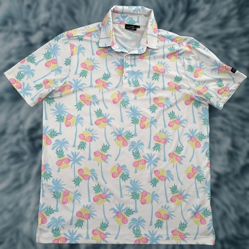 Vintage Sunday Swagger Shirt Polo Short Sleeve Golf Pineapple Mens M Medium White Adult Size US M / EU 48-50 / 2 - 1 Thumbnail